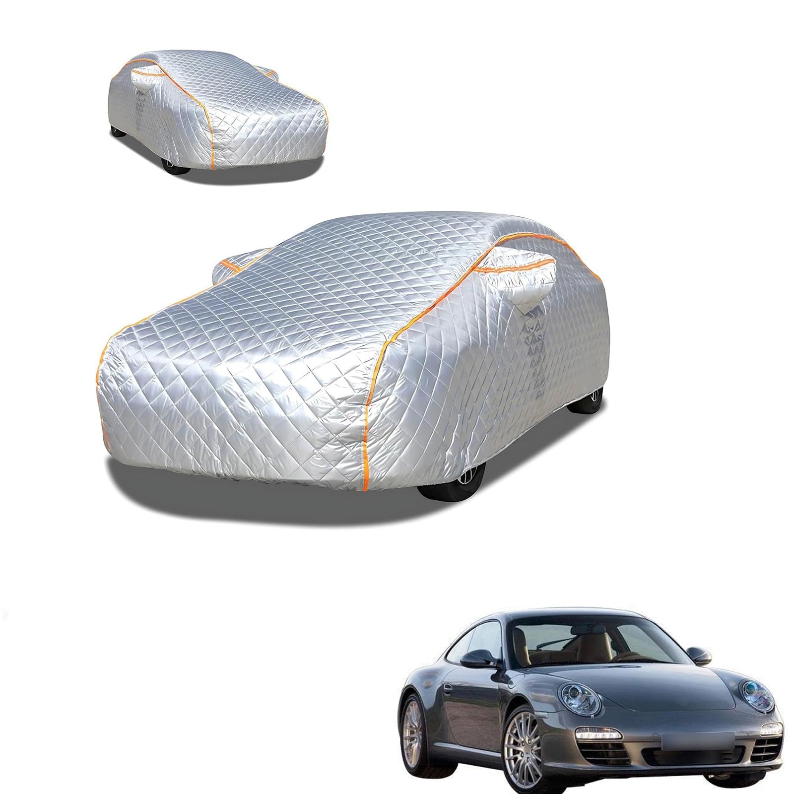 ポルシェ 911 2004年8月〜2011年10月 専用 極厚5層構造 車カバー 雹対策 ボディカバー 裏起毛 防水 撥水 防雪 紫外線対策 自動車カバー 凍結防止 黄砂 PM2.5 対策 四季対応 屋外 屋内 傷防止 丈夫 収納袋付き