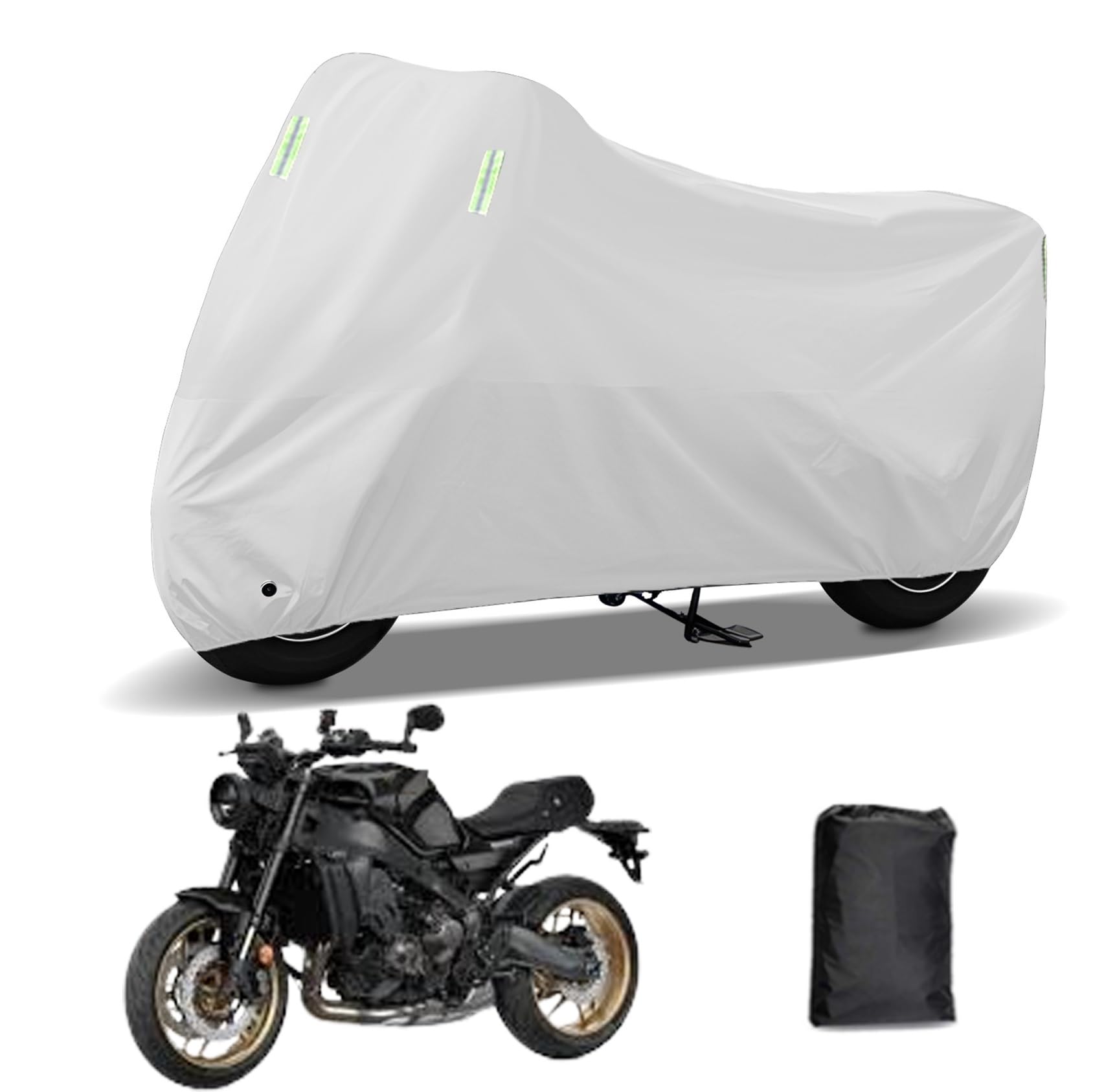 Rakuten - に適合する ヤマハ XS900R XSR900 バイクカバー 原付カバー バイク用レインカバー 警告反射テープ 盗難防止 紫外線防止 防埃 防雨 防雪 収納バッグ付き(銀)