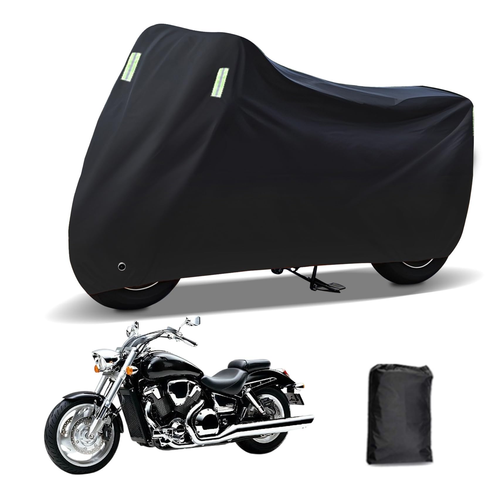 Rakuten - に適合する ホンダ VTX1800 バイクカバー 原付カバー バイク用レインカバー 警告反射テープ 盗難防止 紫外線防止 防埃 防雨 防雪 収納バッグ付き(黒)