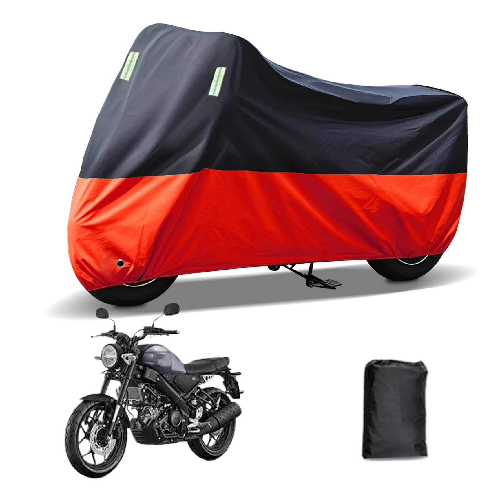 Rakuten - に適合する ヤマハ XSR155 バイクカバー 原付カバー バイク用レインカバー 警告反射テープ 盗難防止 紫外線防止 防埃 防雨 防雪 収納バッグ付き(黒+赤)