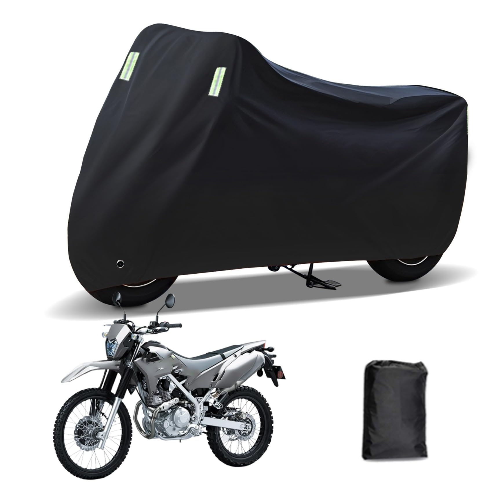 Rakuten - に適合する カワサキ KLX230S バイクカバー 原付カバー バイク用レインカバー 警告反射テープ 盗難防止 紫外線防止 防埃 防雨 防雪 収納バッグ付き(ブラック)
