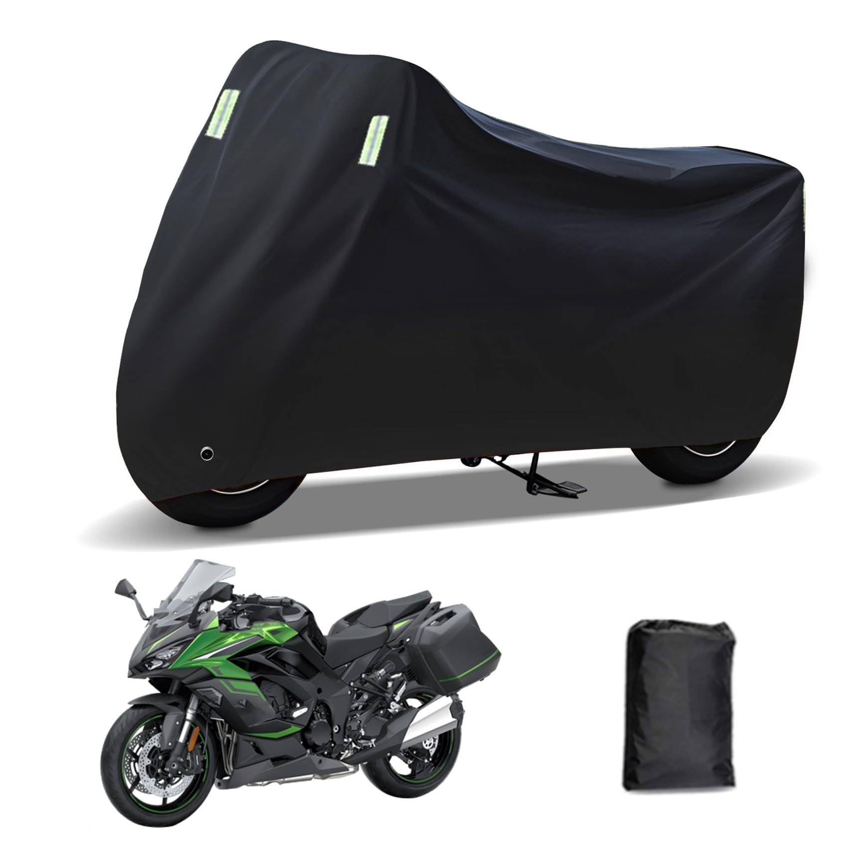 Rakuten - に適合する カワサキニンジャ1000 バイクカバー 原付カバー バイク用レインカバー 警告反射テープ 盗難防止 紫外線防止 防埃 防雨 防雪 収納バッグ付き(ブラック)