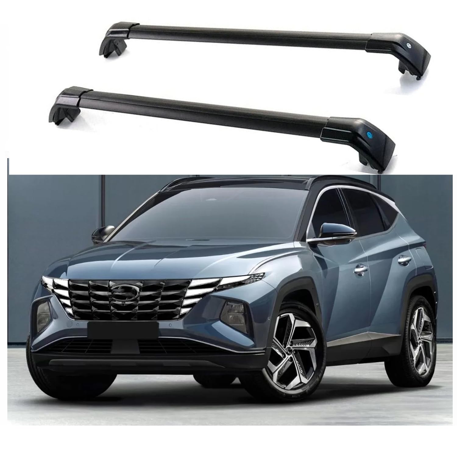 Rakuten - ロック可能なルーフレールラック クロスバー アルミニウムクロスバー Hyundai Tucson 2021-2024対応 ブラック 2個