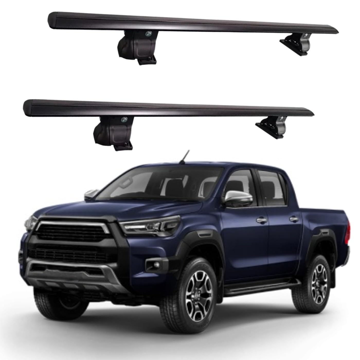 Rakuten - クロスバークロスバー2個 トヨタ ハイラックス レボ 2015-2026 ルーフラックレールキャリア ロック可能な荷物キャリア アルミニウムブラック