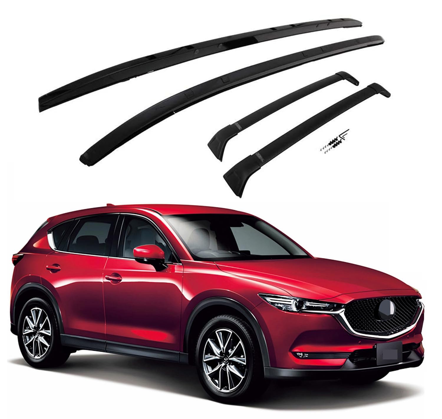 ルーフレールラックホルダー クロスバー クロスバー ブラック 4個 Mazda CX-5 CX5 2017-2021に対応