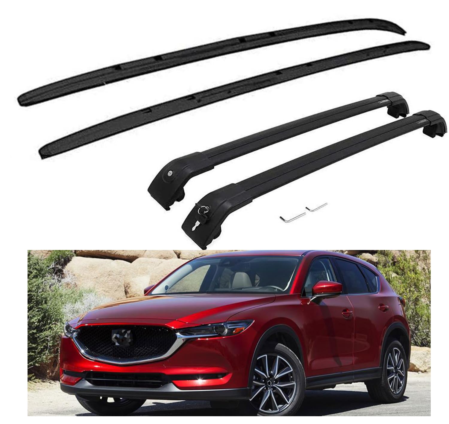 Rakuten - ルーフレールラック ロック可能なクロスバー クロスバー 4個 Mazda CX-5 CX5 2017-2021に対応