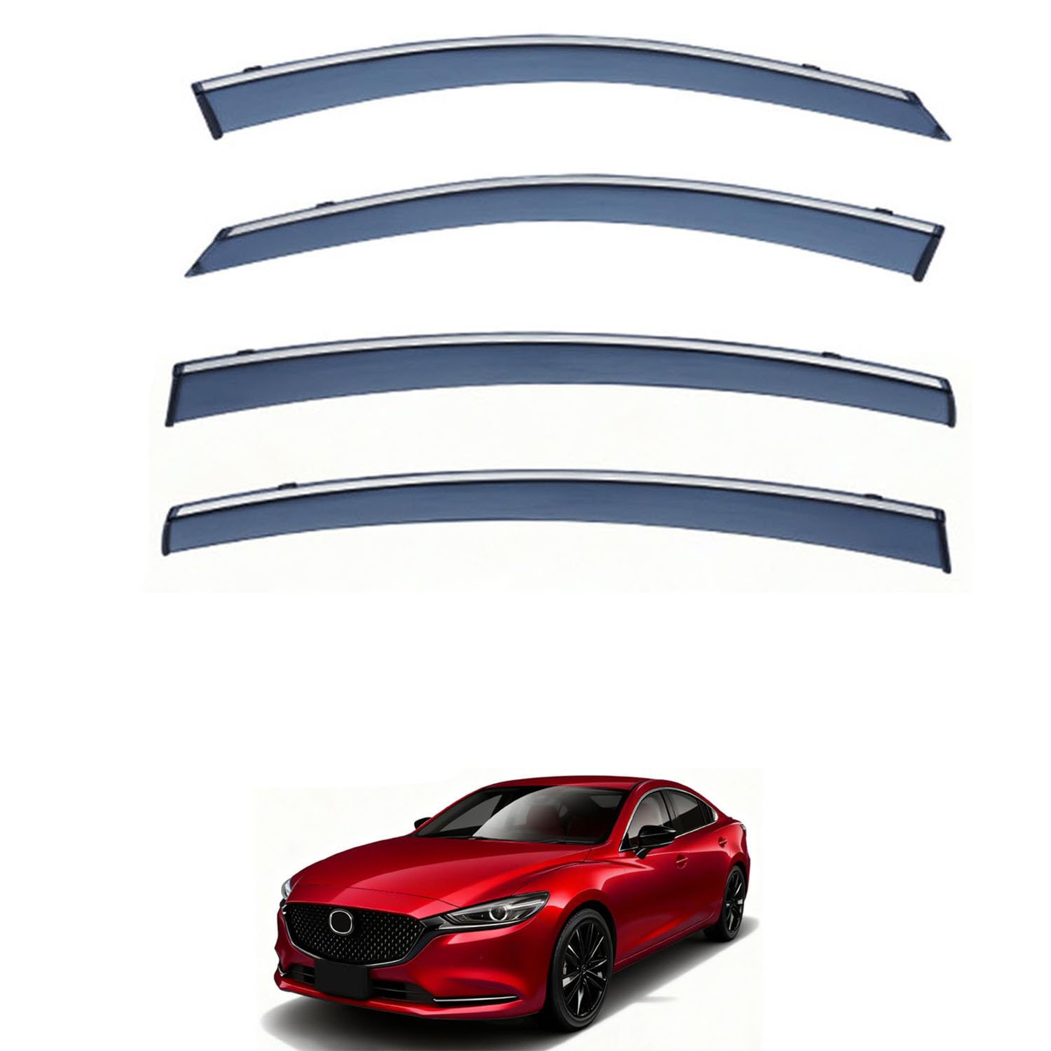 Rakuten - に適用 マツダ MAZDA6 GJ1-GL 2014-2025 専用 ドアバイザー 車用レインガード 厳選アクリル製 防雨性 風切り音軽減 カスタムカーパーツ サイドバイザーセット 日よけ対策 通年使用 車外装備品 傷防止 簡単装着 視界を遮らない 結露除去 雨天走行