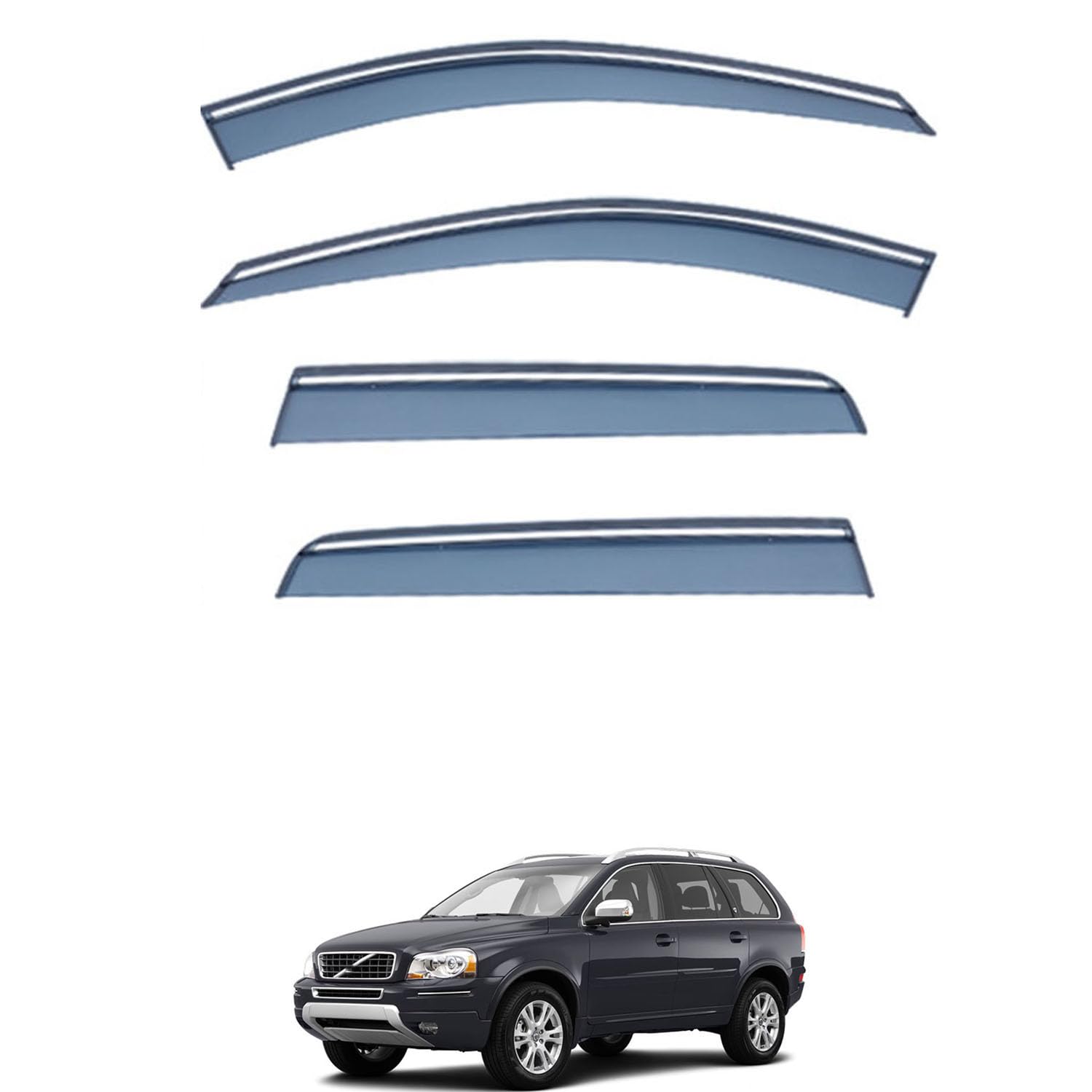 Rakuten - に適用 ボルボ XC90 2002-2014 専用 ドアバイザー 車用レインガード 厳選アクリル製 防雨性 風切り音軽減 カスタムカーパーツ サイドバイザーセット 日よけ対策 通年使用 車外装備品 傷防止 簡単装着 視界を遮らない 結露除去 雨天走行