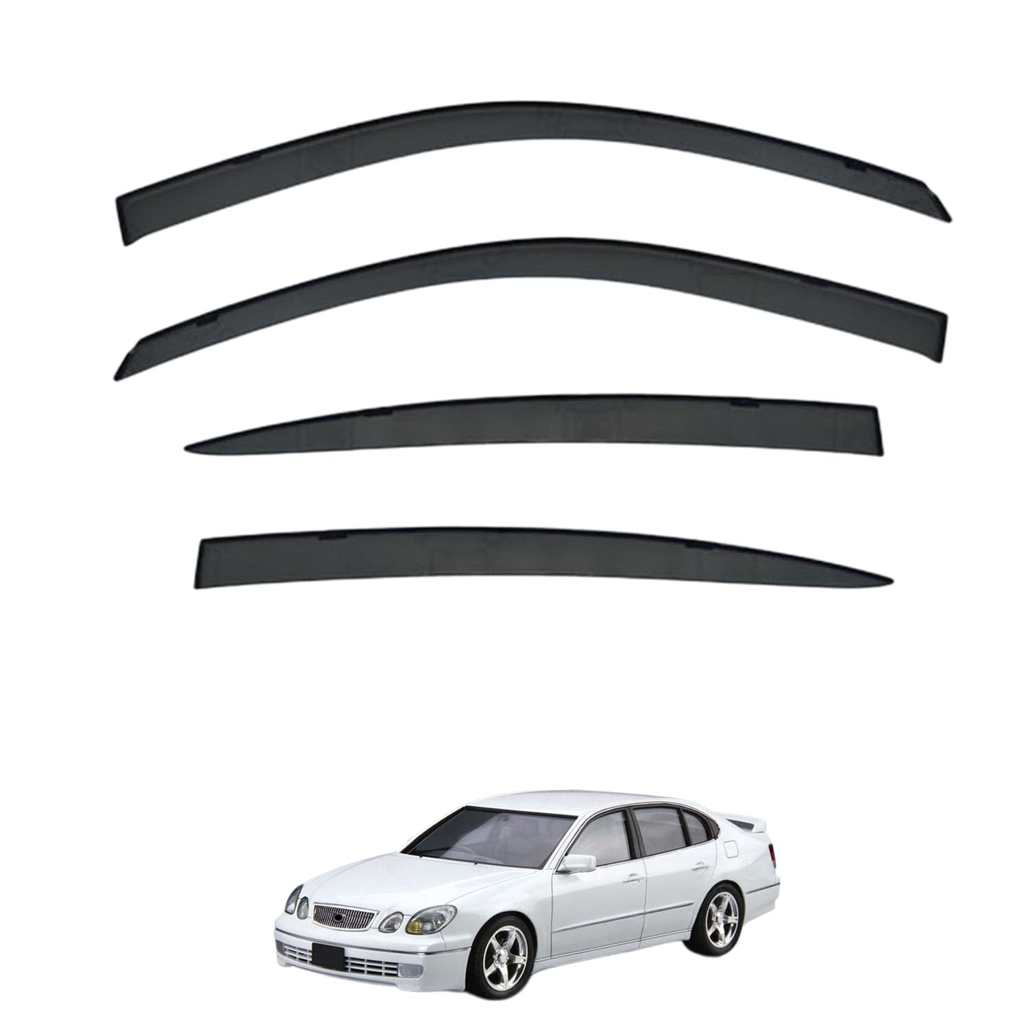 Rakuten - に適用 トヨタ アリスト S160 1998-2005 専用 ドアバイザー 車用レインガード 厳選アクリル製 防雨性 風切り音軽減 カスタムカーパーツ サイドバイザーセット 日よけ対策 通年使用 車外装備品 傷防止 簡単装着 視界を遮らない 結露除去 雨天走行