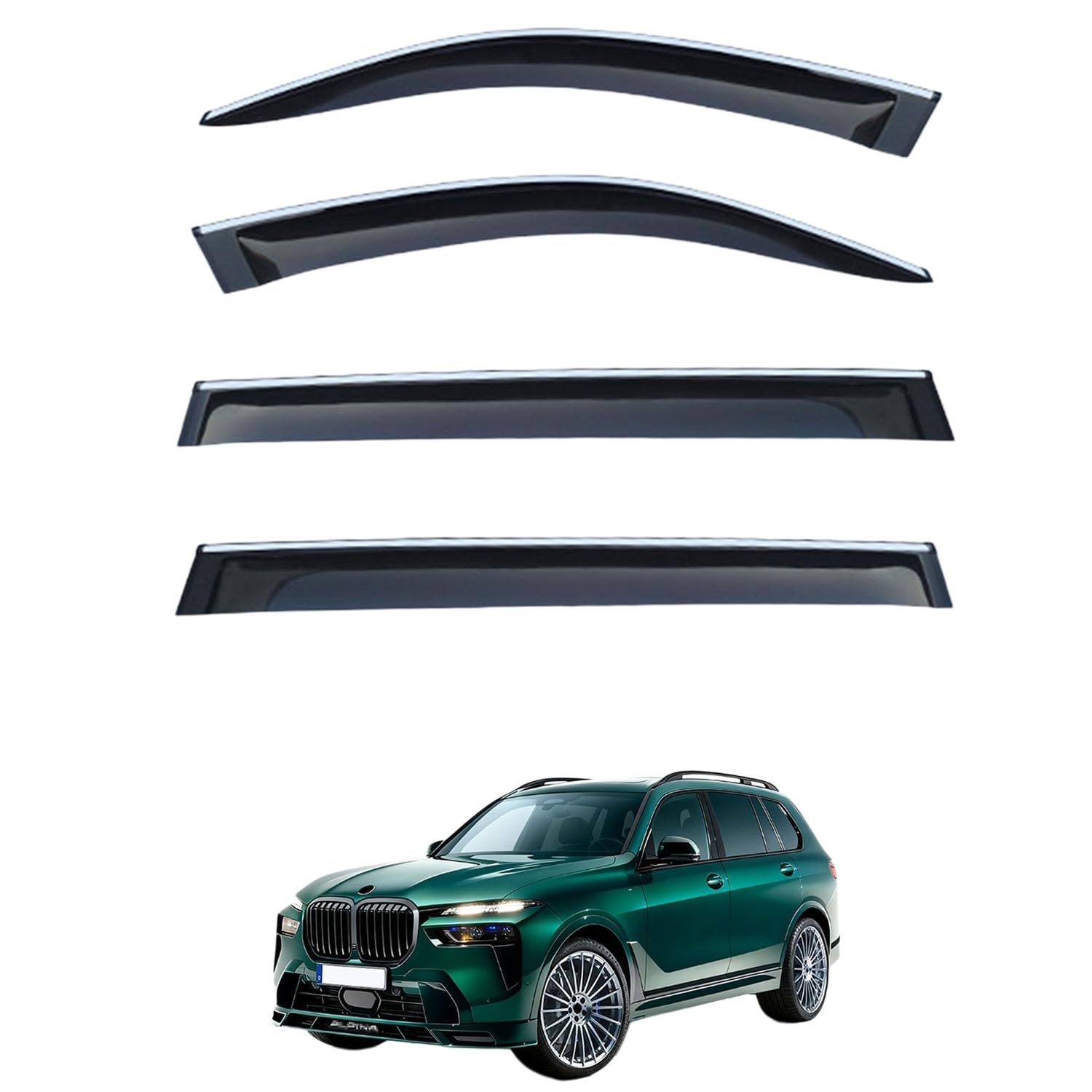 に適用 BMW アルピナ XB7 G07 2020+ 専用 ドアバイザー 車用レインガード 厳選アクリル製 防雨性 風切り音軽減 カスタムカーパーツ サイドバイザーセット 日よけ対策 通年使用 車外装備品 傷防止 簡単装着 視界を遮らない 結露除去 雨天走行