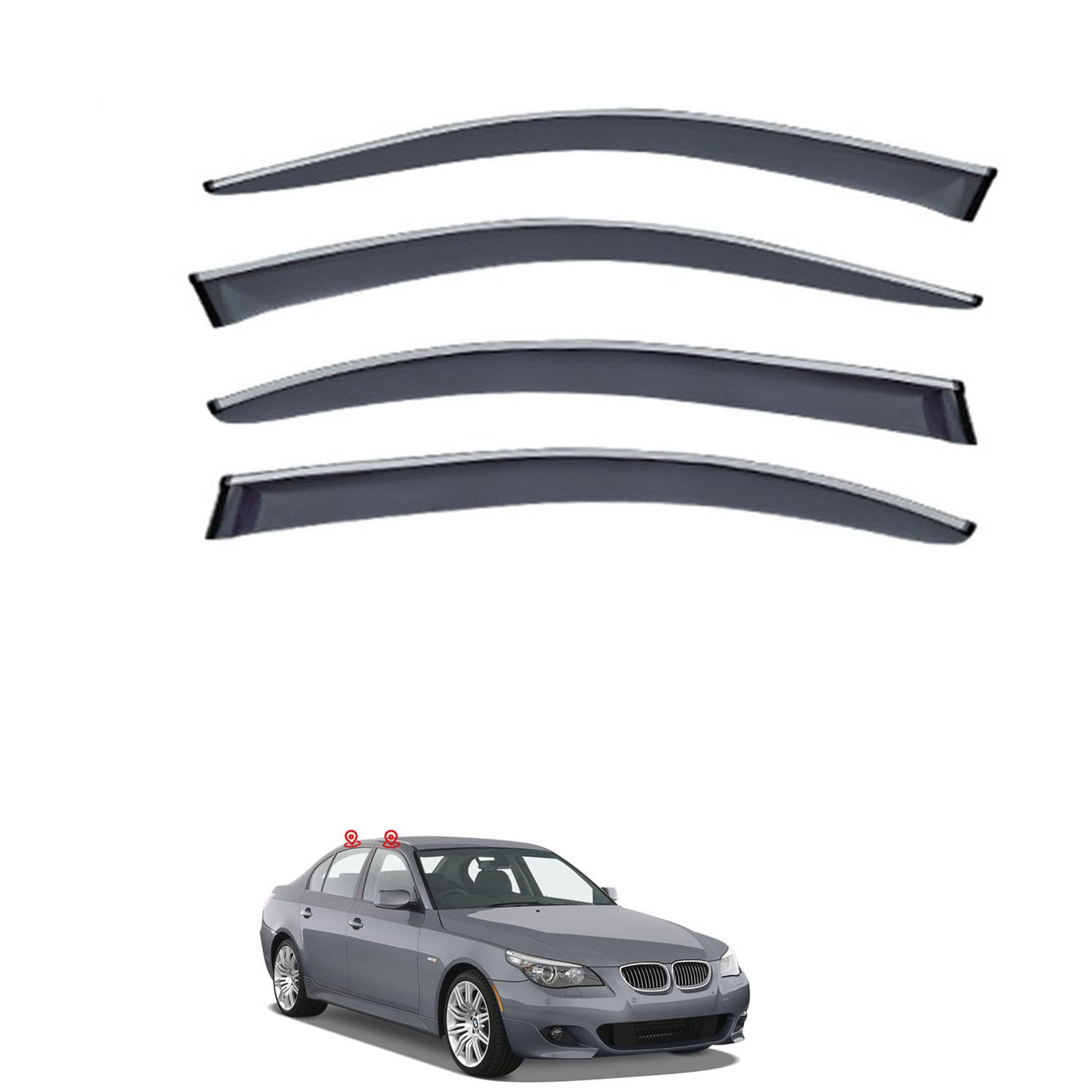 Rakuten - に適用 BMW 5シリーズ セダン E60 2004-2010 専用 ドアバイザー 車用レインガード 厳選アクリル製 防雨性 風切り音軽減 カスタムカーパーツ サイドバイザーセット 日よけ対策 通年使用 車外装備品 傷防止 簡単装着 視界を遮らない 結露除去 雨天走行