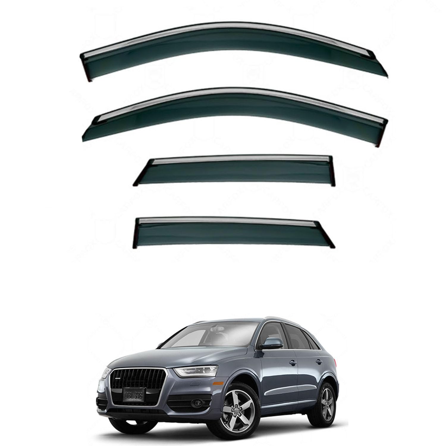 Rakuten - に適用 アウディ Q3 8U 2011-2018 専用 ドアバイザー 車用レインガード 厳選アクリル製 防雨性 風切り音軽減 カスタムカーパーツ サイドバイザーセット 日よけ対策 通年使用 車外装備品 傷防止 簡単装着 視界を遮らない 結露除去 雨天走行