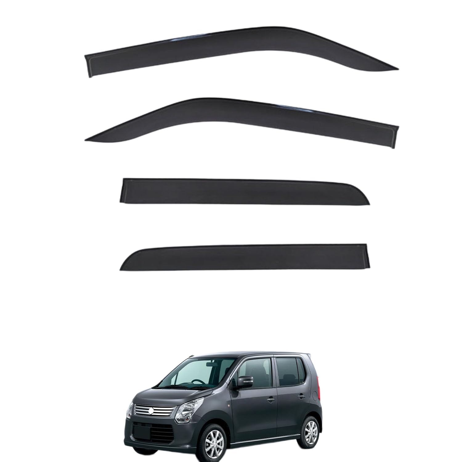 Rakuten - に適用 スズキ ワゴンR MH34S-MH44S 2013-2016 専用 ドアバイザー 車用レインガード 厳選アクリル製 防雨性 風切り音軽減 カスタムカーパーツ サイドバイザーセット 日よけ対策 通年使用 車外装備品 傷防止 簡単装着 視界を遮らない 結露除去 雨天走行