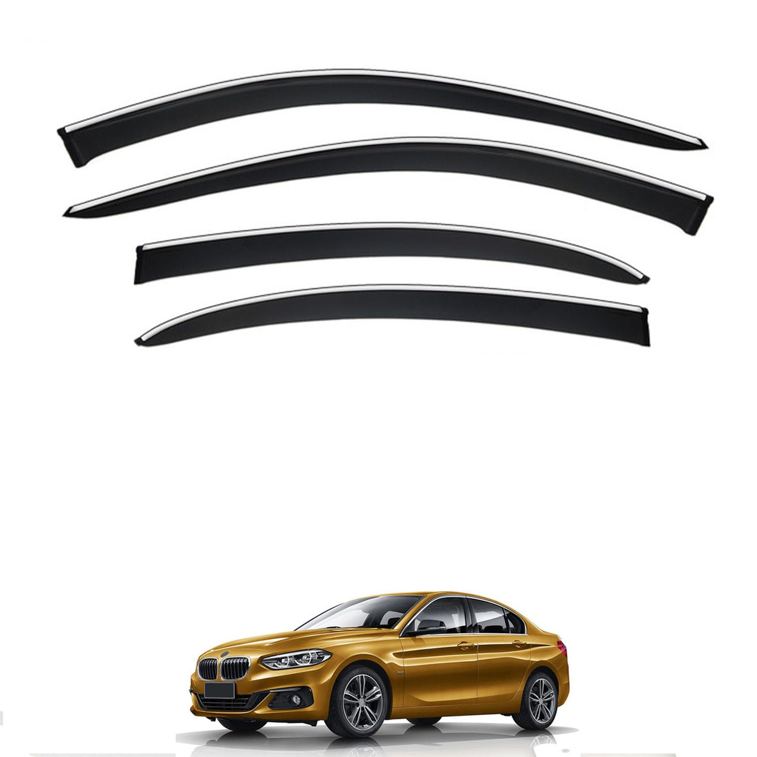 Rakuten - に適用 BMW 1シリーズ セダン F52 2017+ 専用 ドアバイザー 車用レインガード 厳選アクリル製 防雨性 風切り音軽減 カスタムカーパーツ サイドバイザーセット 日よけ対策 通年使用 車外装備品 傷防止 簡単装着 視界を遮らない 結露除去 雨天走行