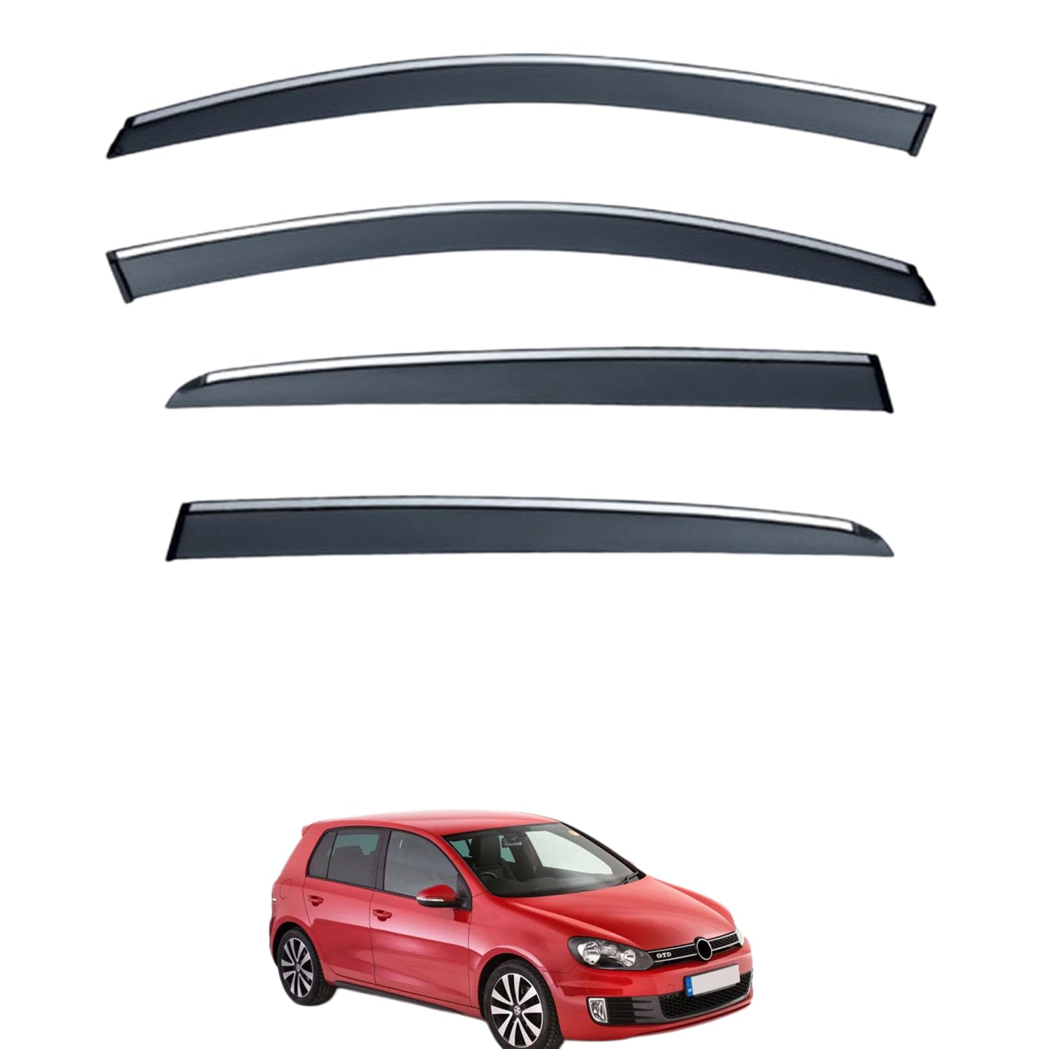 Rakuten - に適用 フォルクスワーゲン ゴルフ6 MK6 2009-2012 専用 ドアバイザー 車用レインガード 厳選アクリル製 防雨性 風切り音軽減 カスタムカーパーツ サイドバイザーセット 日よけ対策 通年使用 車外装備品 傷防止 簡単装着 視界を遮らない 結露除去 雨天走行