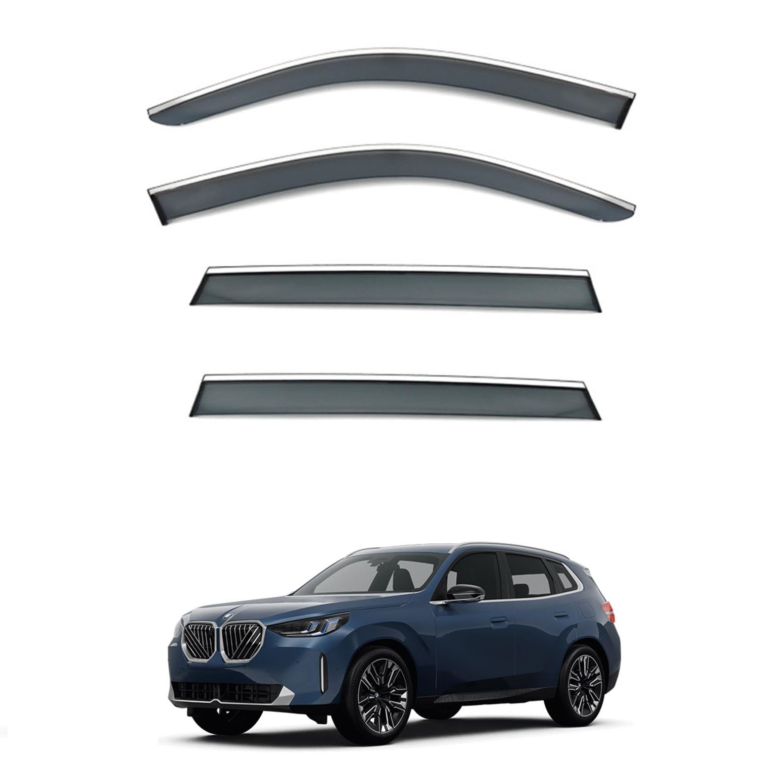 Rakuten - に適用 BMW X3 ロング G48 2025+ 専用 ドアバイザー 車用レインガード 厳選アクリル製 防雨性 風切り音軽減 カスタムカーパーツ サイドバイザーセット 日よけ対策 通年使用 車外装備品 傷防止 簡単装着 視界を遮らない 結露除去 雨天走行