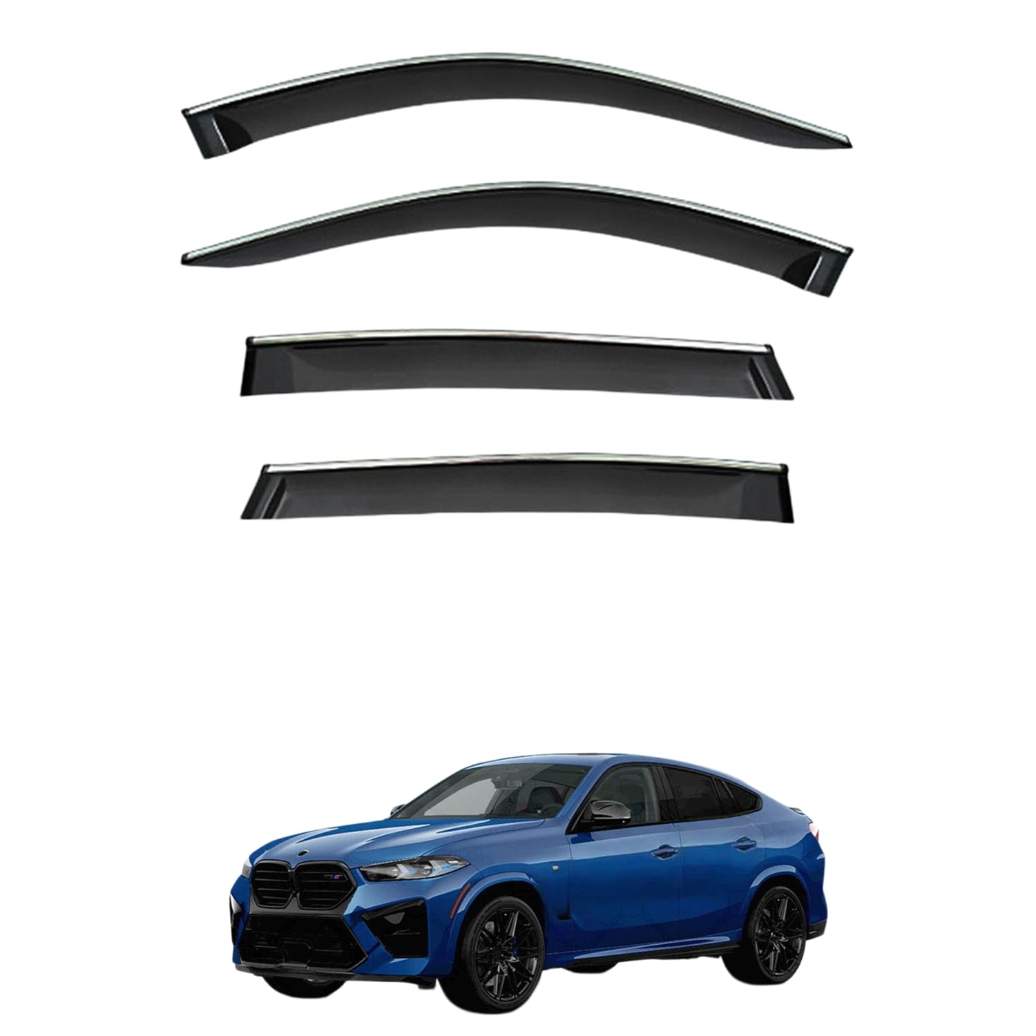 Rakuten - に適用 BMW X6 G06 2020+ 専用 ドアバイザー 車用レインガード 厳選アクリル製 防雨性 風切り音軽減 カスタムカーパーツ サイドバイザーセット 日よけ対策 通年使用 車外装備品 傷防止 簡単装着 視界を遮らない 結露除去 雨天走行