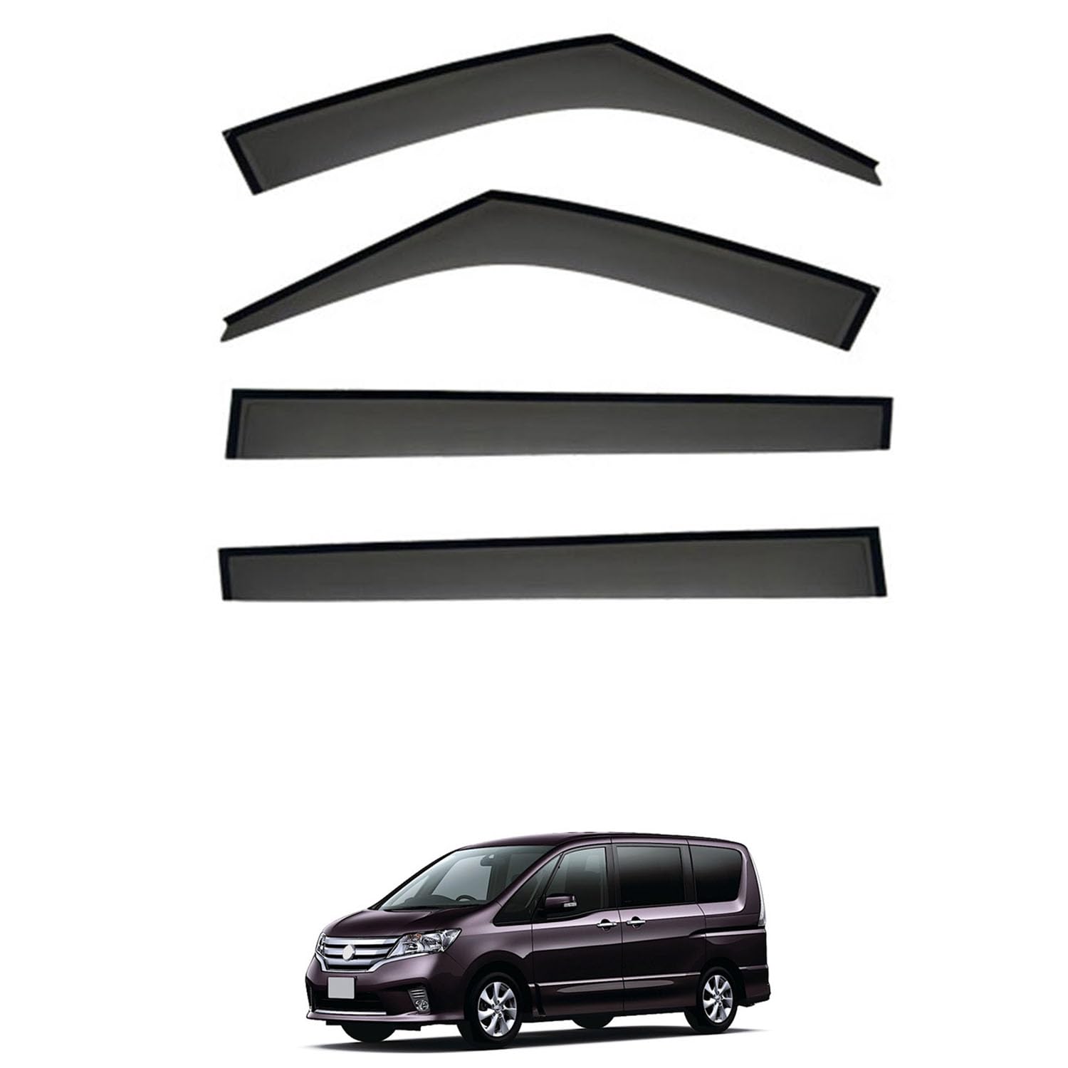 Rakuten - に適用 日産 セレナ C26 2010-2016 専用 ドアバイザー 車用レインガード 厳選アクリル製 防雨性 風切り音軽減 カスタムカーパーツ サイドバイザーセット 日よけ対策 通年使用 車外装備品 傷防止 簡単装着 視界を遮らない 結露除去 雨天走行