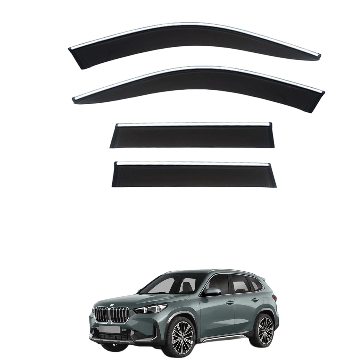 【専用設計モデル】に適用 BMW X1 MU11 2023+ 専用【耐候性に優れたマテリアル】傷がつきにくく、対候性にも優れたPC素材で成型されています。柔軟性が高いため、物理的な衝撃を受けても割れにくく、長きにわたって美しい外観を維持します。【雨の日の不快感をゼロに】窓を開けても雨の侵入をしっかりブロック。車内の空気がこもりがちな雨天時でも、効率よく換気が行えるため、同乗者にも快適な移動時間を提供します。【スタイリッシュな外観】車体デザインに自然に溶け込む洗練されたフォルム。実用的な雨除け?日除けとしてだけでなく、愛車のサイドビューをより引き締めるカスタムアクセサリーとしても最適です。【無加工?スピーディー装着】車体へのダメージがない両面テープ貼り付けタイプ。面倒な工具や専門的な技術は一切不要で、フィッティングを確認して貼り合わせるだけで作業が完了します。ドアバイザー 車用レインガード 厳選アクリル製 優れた防雨性 風切り音軽減 カスタムカーパーツ サイドバイザーセット 日よけ対策 通年使用 車外装備品 傷防止 簡単装着 視界を遮らない 結露除去 雨天走行