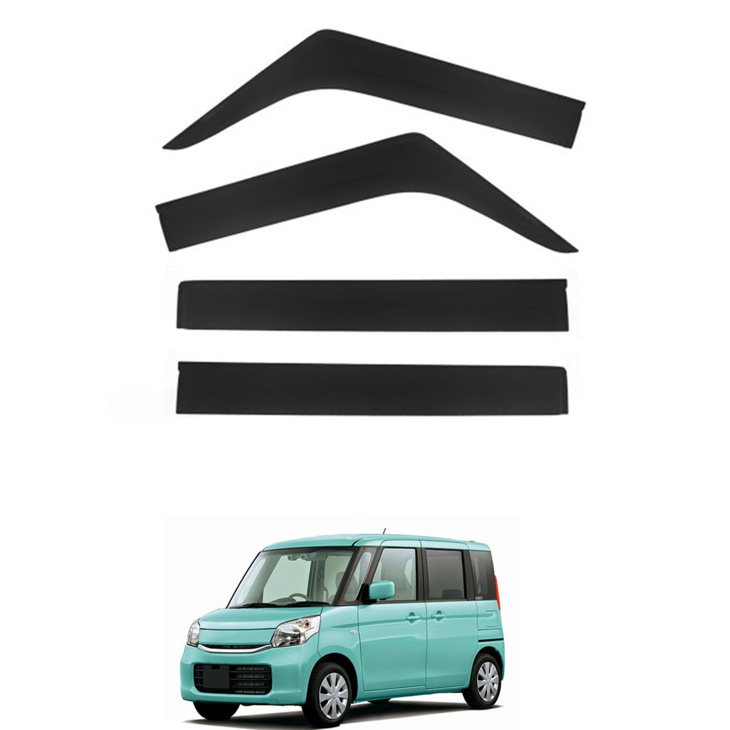 Rakuten - に適用 スズキ スペーシア MK32S-42S 2013-2017 専用 ドアバイザー 車用レインガード 厳選アクリル製 防雨性 風切り音軽減 カスタムカーパーツ サイドバイザーセット 日よけ対策 通年使用 車外装備品 傷防止 簡単装着 視界を遮らない 結露除去 雨天走行