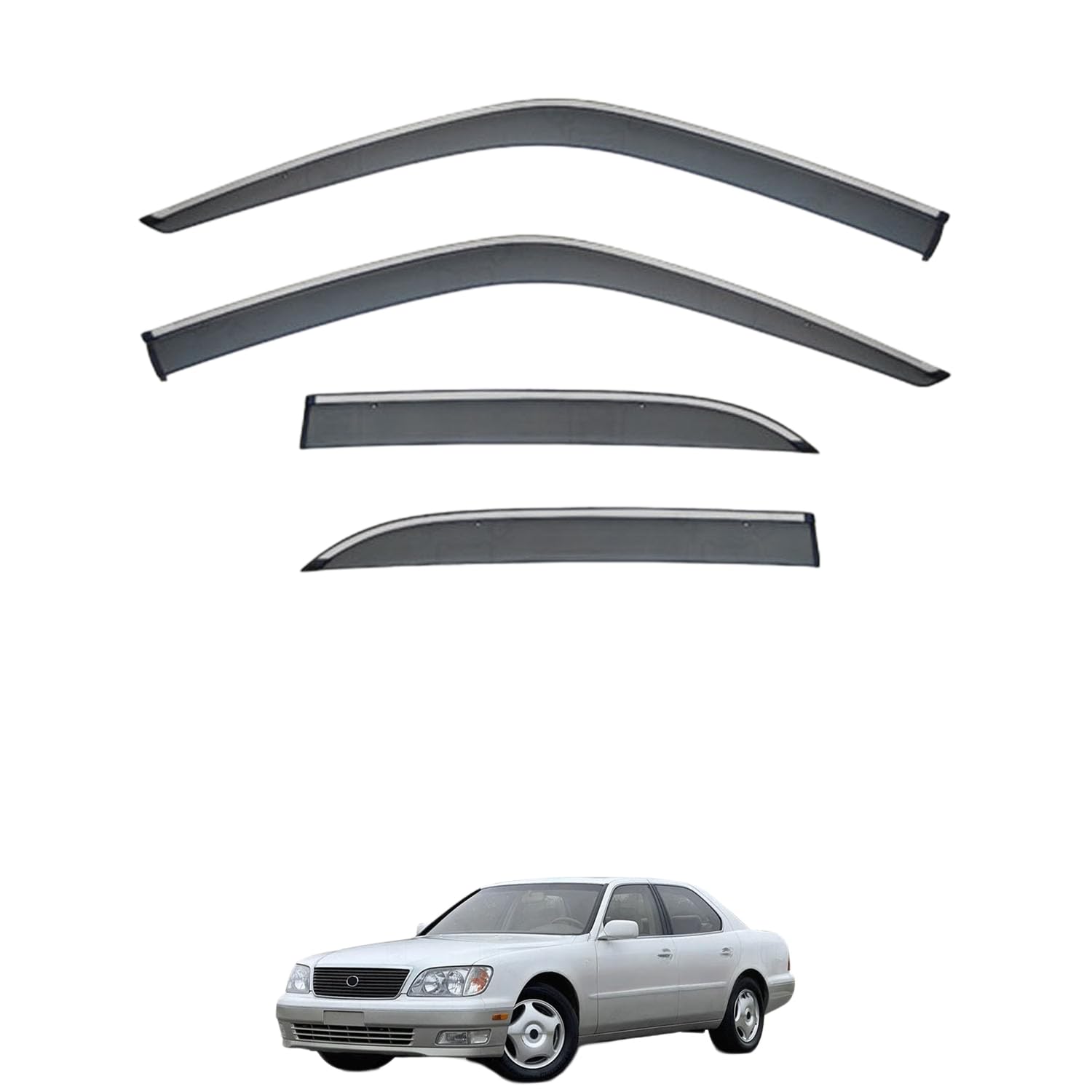 Rakuten - に適用 レクサス LS400 XF20 1995-2000 専用 ドアバイザー 車用レインガード 厳選アクリル製 防雨性 風切り音軽減 カスタムカーパーツ サイドバイザーセット 日よけ対策 通年使用 車外装備品 傷防止 簡単装着 視界を遮らない 結露除去 雨天走行
