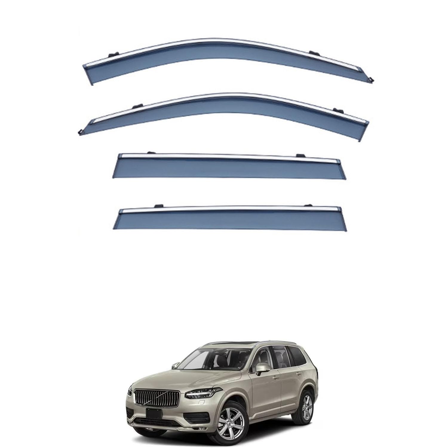 に適用 ボルボ XC90 2015-2022+ 専用 ドアバイザー 車用レインガード 厳選アクリル製 防雨性 風切り音軽減 カスタムカーパーツ サイドバイザーセット 日よけ対策 通年使用 車外装備品 傷防止 簡単装着 視界を遮らない 結露除去 雨天走行