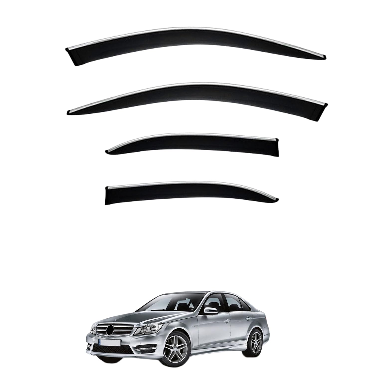 Rakuten - に適用 ベンツ Cクラス セダン W204 2007-2014 専用 ドアバイザー 車用レインガード 厳選アクリル製 防雨性 風切り音軽減 カスタムカーパーツ サイドバイザーセット 日よけ対策 通年使用 車外装備品 傷防止 簡単装着 視界を遮らない 結露除去 雨天走行