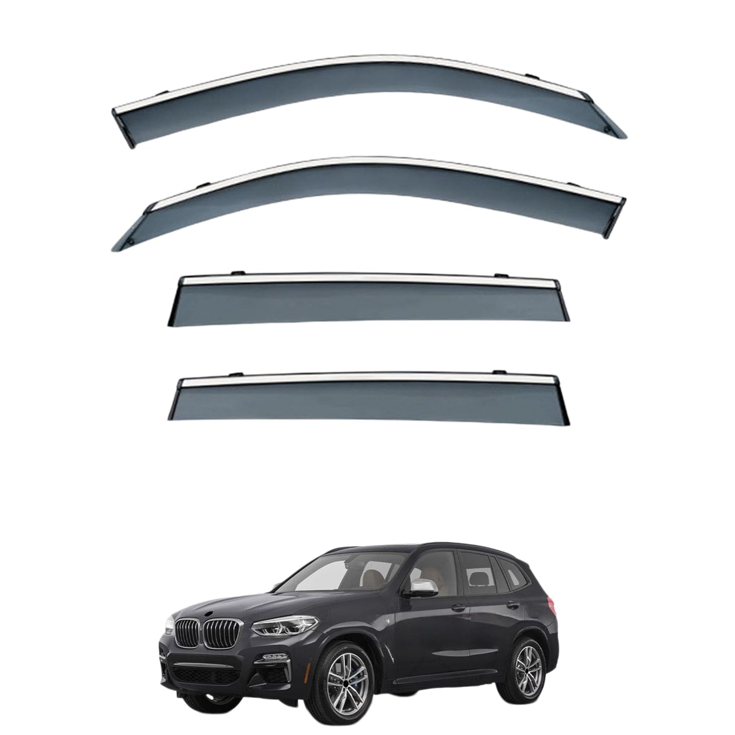 Rakuten - に適用 BMW X3 G01 2018-2024 専用 ドアバイザー 車用レインガード 厳選アクリル製 防雨性 風切り音軽減 カスタムカーパーツ サイドバイザーセット 日よけ対策 通年使用 車外装備品 傷防止 簡単装着 視界を遮らない 結露除去 雨天走行