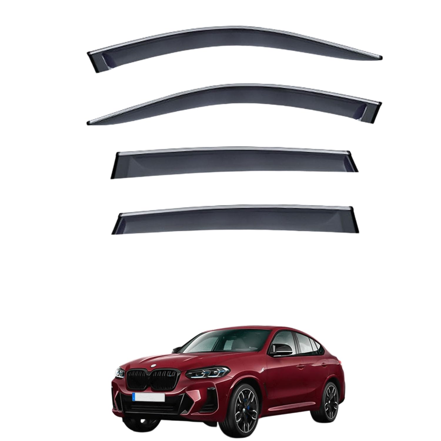 其它 - に適用 BMW X4/X4 M G02-F98 2019+ 専用 ドアバイザー 車用レインガード 厳選アクリル製 防雨性 風切り音軽減 カスタムカーパーツ サイドバイザーセット 日よけ対策 通年使用 車外装備品 傷防止 簡単装着 視界を遮らない 結露除去 雨天走行