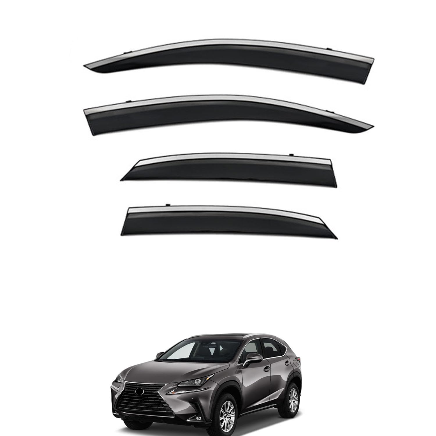 に適用 レクサス NX AZ10 2014-2021 専用 ドアバイザー 車用レインガード 厳選アクリル製 防雨性 風切り音軽減 カスタムカーパーツ サイドバイザーセット 日よけ対策 通年使用 車外装備品 傷防止 簡単装着 視界を遮らない 結露除去 雨天走行