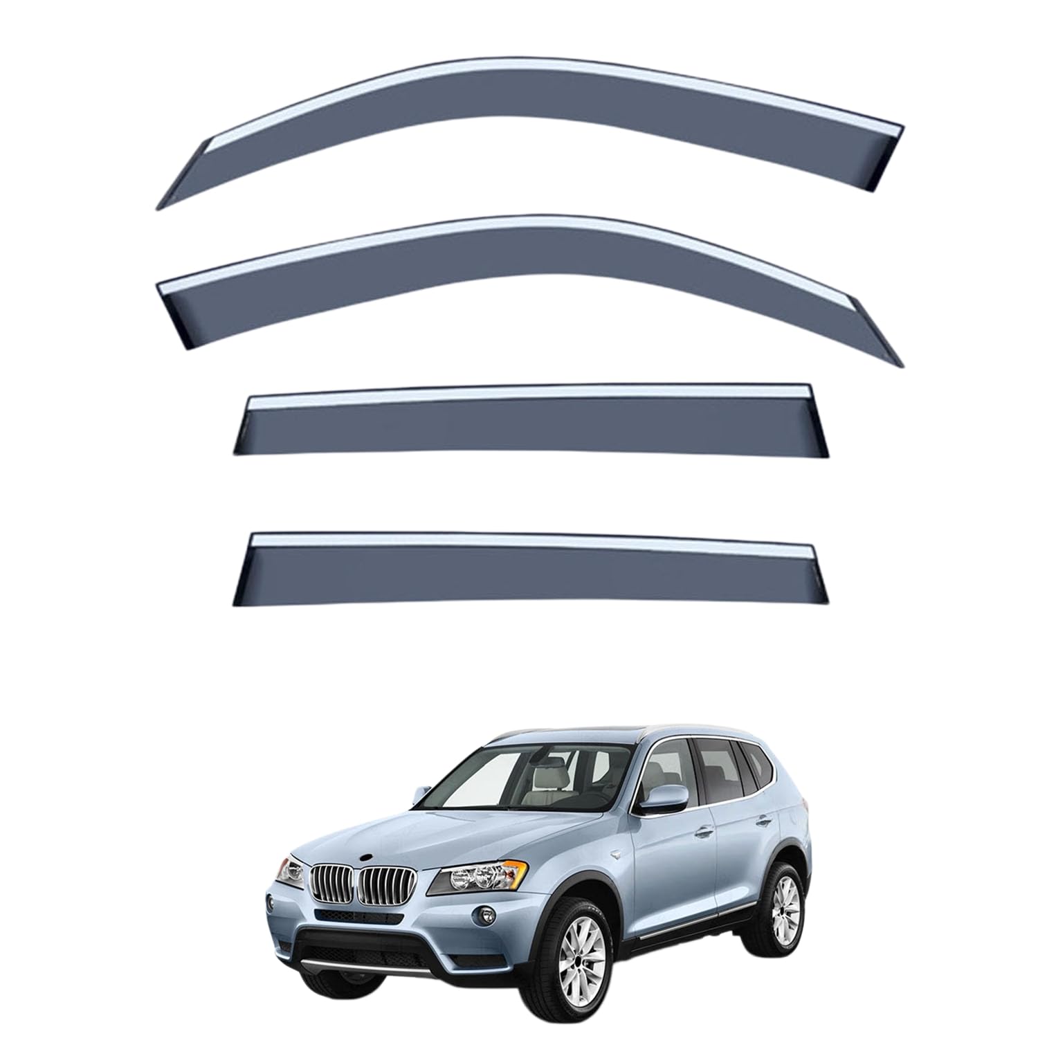 Rakuten - に適用 BMW X3 F25 2011-2017 専用 ドアバイザー 車用レインガード 厳選アクリル製 防雨性 風切り音軽減 カスタムカーパーツ サイドバイザーセット 日よけ対策 通年使用 車外装備品 傷防止 簡単装着 視界を遮らない 結露除去 雨天走行