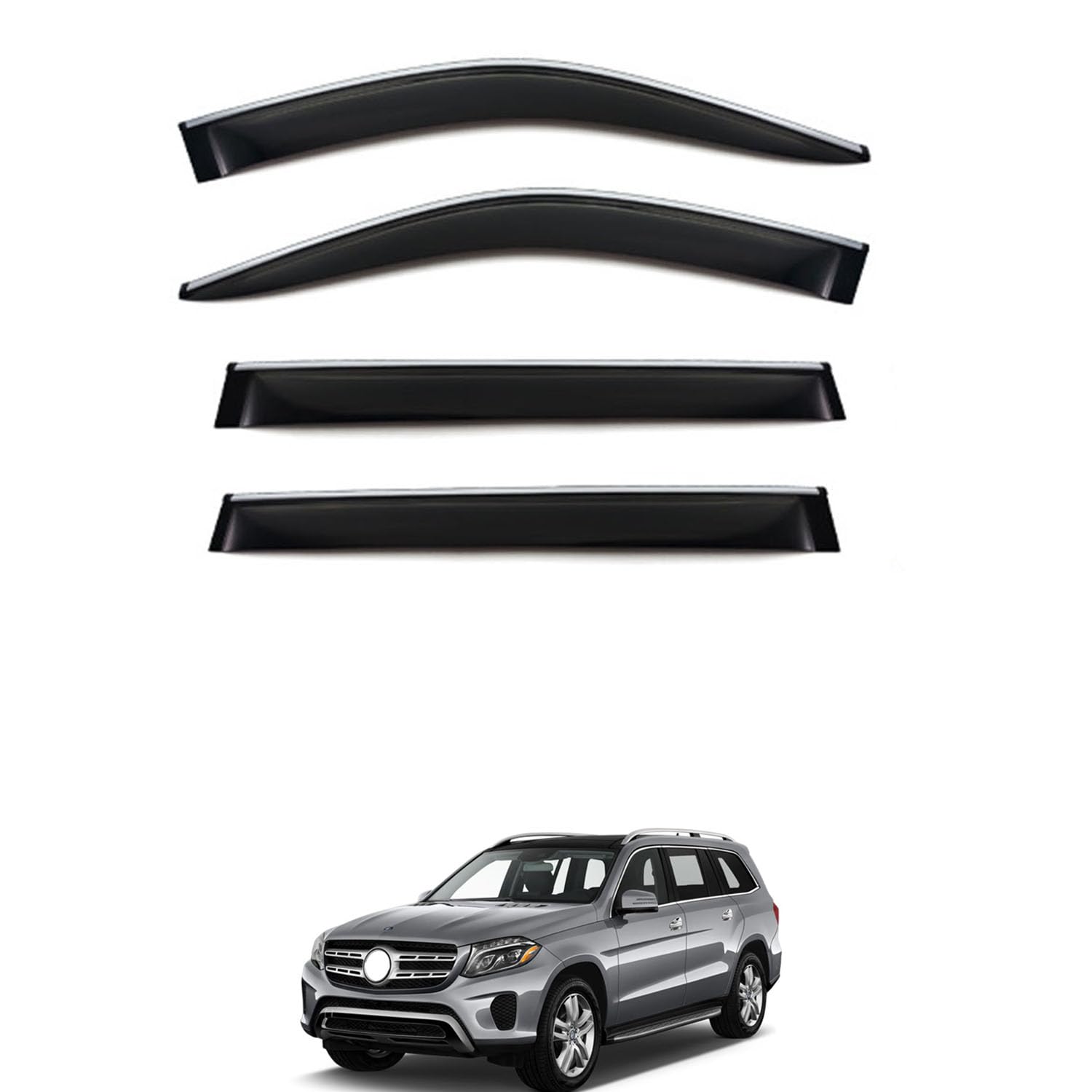 に適用 ベンツ GLS X166 2013-2019 専用 ドアバイザー 車用レインガード 厳選アクリル製 防雨性 風切り音軽減 カスタムカーパーツ サイドバイザーセット 日よけ対策 通年使用 車外装備品 傷防止 簡単装着 視界を遮らない 結露除去 雨天走行