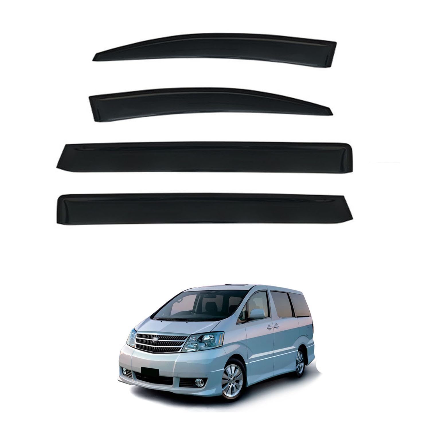Rakuten - に適用 トヨタ アルファード AH10 2002-2007 専用 ドアバイザー 車用レインガード 厳選アクリル製 防雨性 風切り音軽減 カスタムカーパーツ サイドバイザーセット 日よけ対策 通年使用 車外装備品 傷防止 簡単装着 視界を遮らない 結露除去 雨天走行
