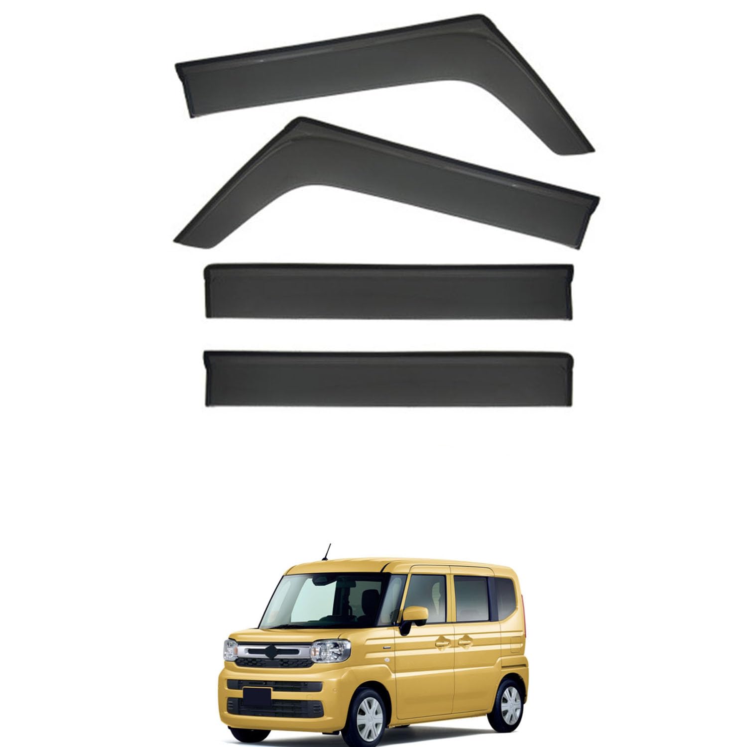 Rakuten - に適用 スズキ スペーシア MK54S 2024+ 専用 ドアバイザー 車用レインガード 厳選アクリル製 防雨性 風切り音軽減 カスタムカーパーツ サイドバイザーセット 日よけ対策 通年使用 車外装備品 傷防止 簡単装着 視界を遮らない 結露除去 雨天走行
