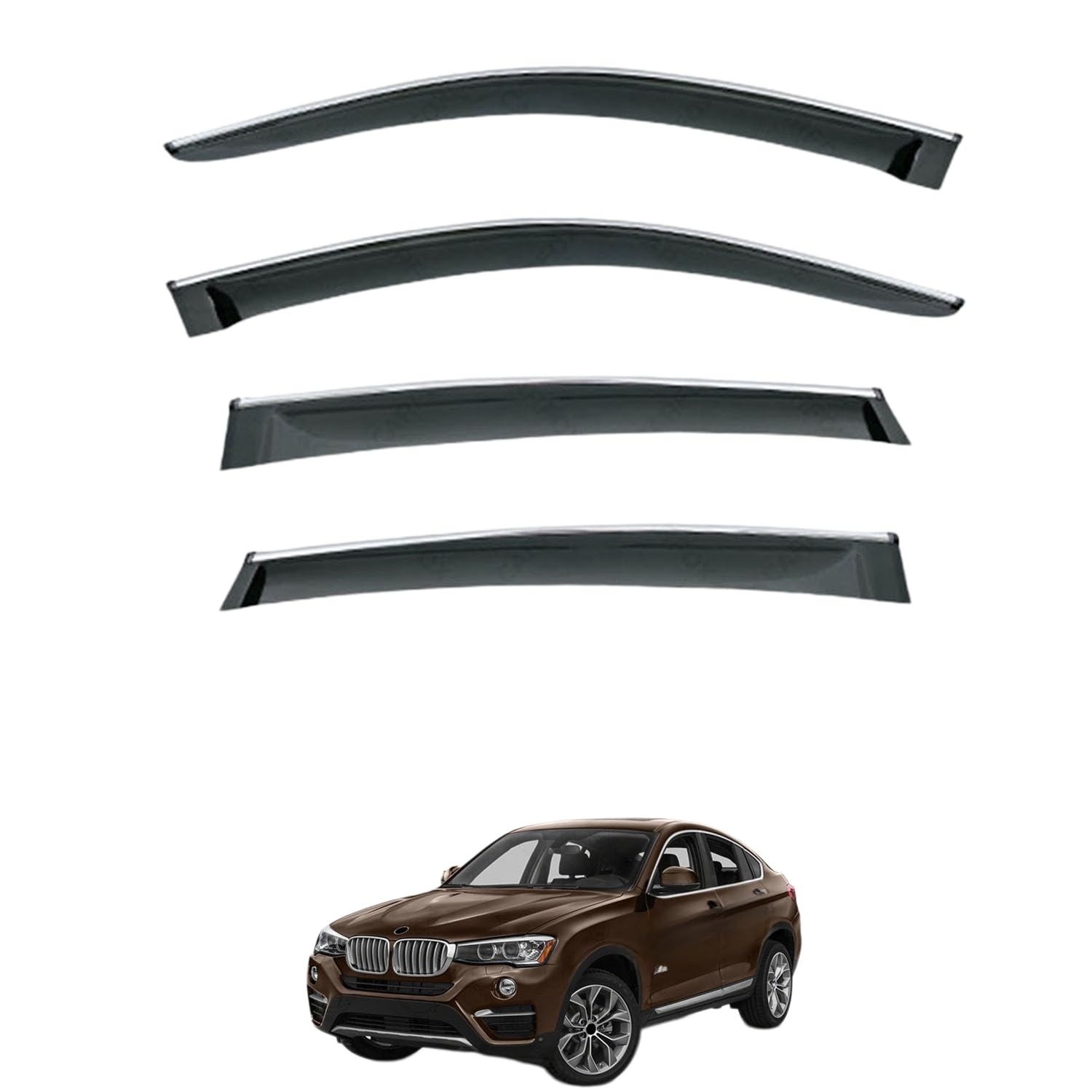 Rakuten - に適用 BMW X4 F26 2013-2017 専用 ドアバイザー 車用レインガード 厳選アクリル製 防雨性 風切り音軽減 カスタムカーパーツ サイドバイザーセット 日よけ対策 通年使用 車外装備品 傷防止 簡単装着 視界を遮らない 結露除去 雨天走行