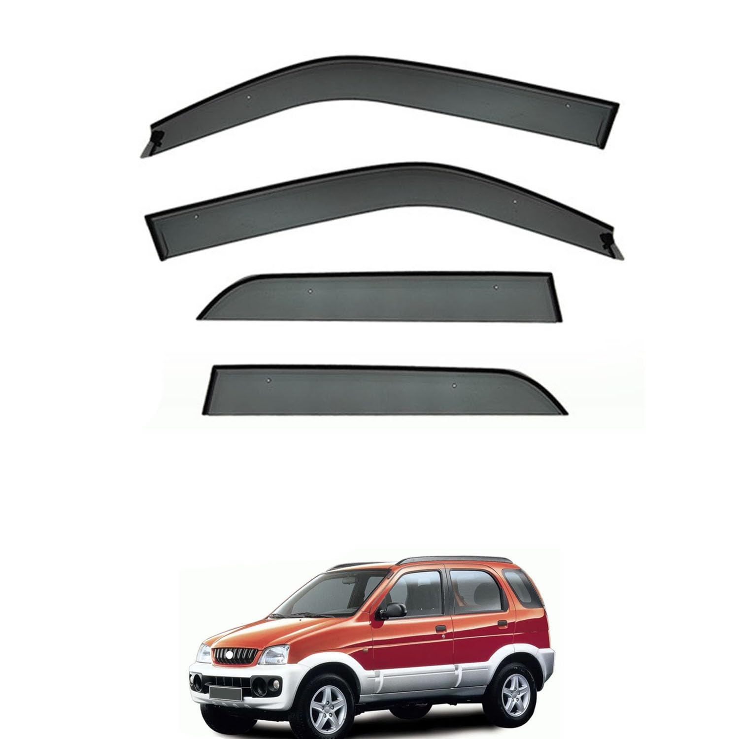 に適用 ダイハツ テリオス J100 1997-2005 専用 ドアバイザー 車用レインガード 厳選アクリル製 防雨性 風切り音軽減 カスタムカーパーツ サイドバイザーセット 日よけ対策 通年使用 車外装備品 傷防止 簡単装着 視界を遮らない 結露除去 雨天走行