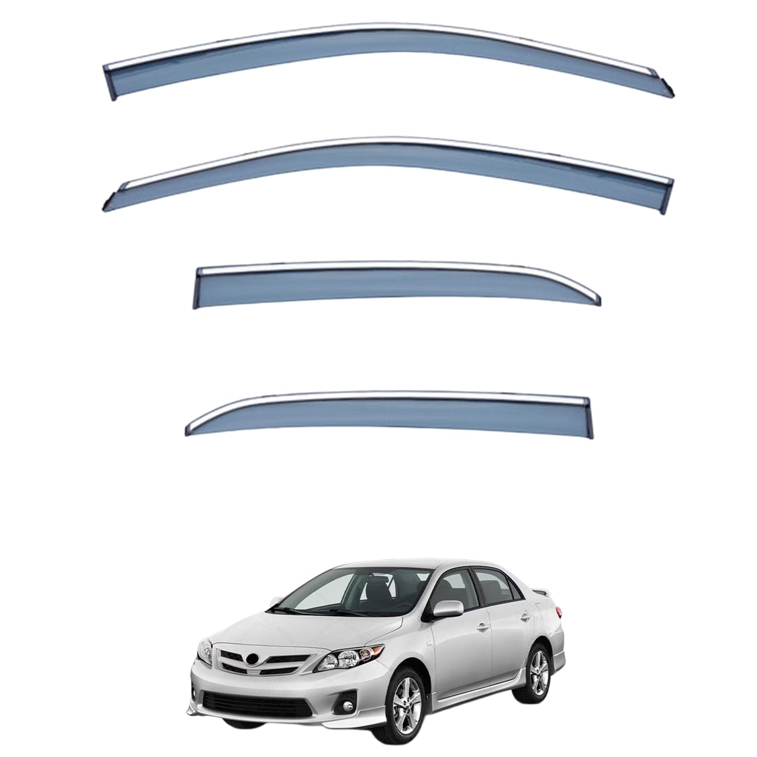 Rakuten - に適用 トヨタ カローラ E150 2007-2013 専用 ドアバイザー 車用レインガード 厳選アクリル製 防雨性 風切り音軽減 カスタムカーパーツ サイドバイザーセット 日よけ対策 通年使用 車外装備品 傷防止 簡単装着 視界を遮らない 結露除去 雨天走行