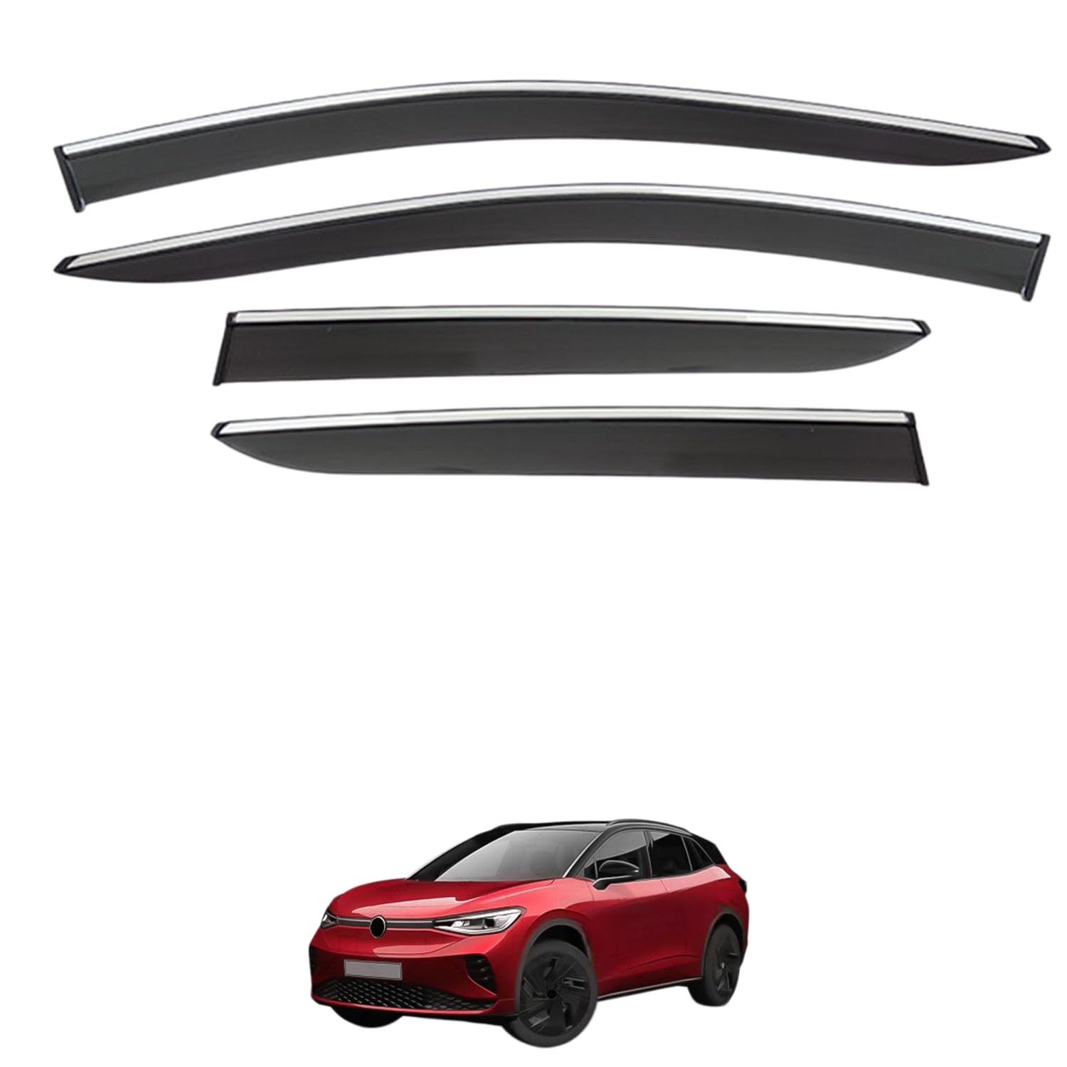 Rakuten - に適用 フォルクスワーゲン ID.4 CROZZ 2021+ 専用 ドアバイザー 車用レインガード 厳選アクリル製 防雨性 風切り音軽減 カスタムカーパーツ サイドバイザーセット 日よけ対策 通年使用 車外装備品 傷防止 簡単装着 視界を遮らない 結露除去 雨天走行