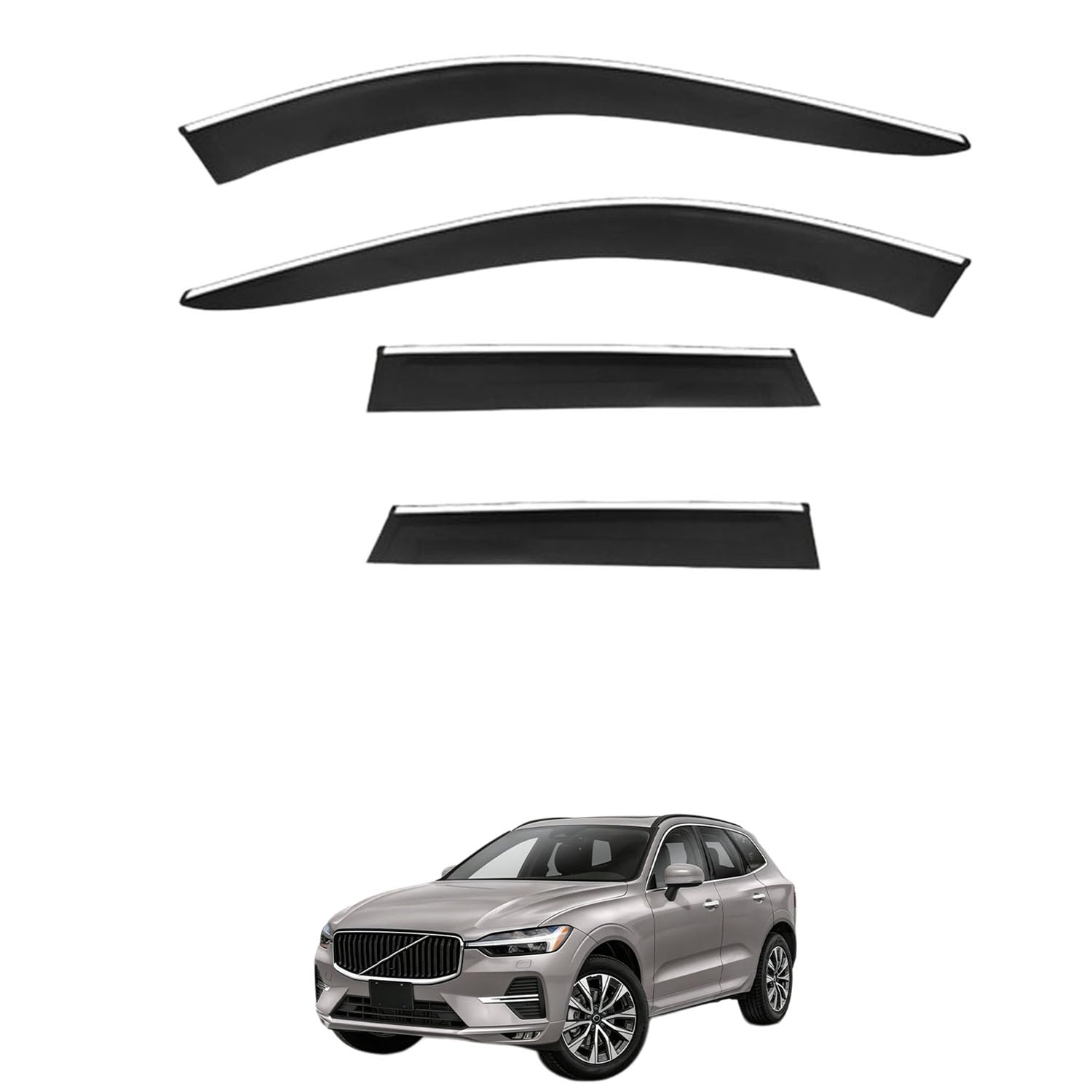 【専用設計モデル】に適用 ボルボ XC60 2018-2023+ 専用【耐候性に優れたマテリアル】傷がつきにくく、対候性にも優れたPC素材で成型されています。柔軟性が高いため、物理的な衝撃を受けても割れにくく、長きにわたって美しい外観を維持します。【雨の日の不快感をゼロに】窓を開けても雨の侵入をしっかりブロック。車内の空気がこもりがちな雨天時でも、効率よく換気が行えるため、同乗者にも快適な移動時間を提供します。【スタイリッシュな外観】車体デザインに自然に溶け込む洗練されたフォルム。実用的な雨除け?日除けとしてだけでなく、愛車のサイドビューをより引き締めるカスタムアクセサリーとしても最適です。【無加工?スピーディー装着】車体へのダメージがない両面テープ貼り付けタイプ。面倒な工具や専門的な技術は一切不要で、フィッティングを確認して貼り合わせるだけで作業が完了します。ドアバイザー 車用レインガード 厳選アクリル製 優れた防雨性 風切り音軽減 カスタムカーパーツ サイドバイザーセット 日よけ対策 通年使用 車外装備品 傷防止 簡単装着 視界を遮らない 結露除去 雨天走行