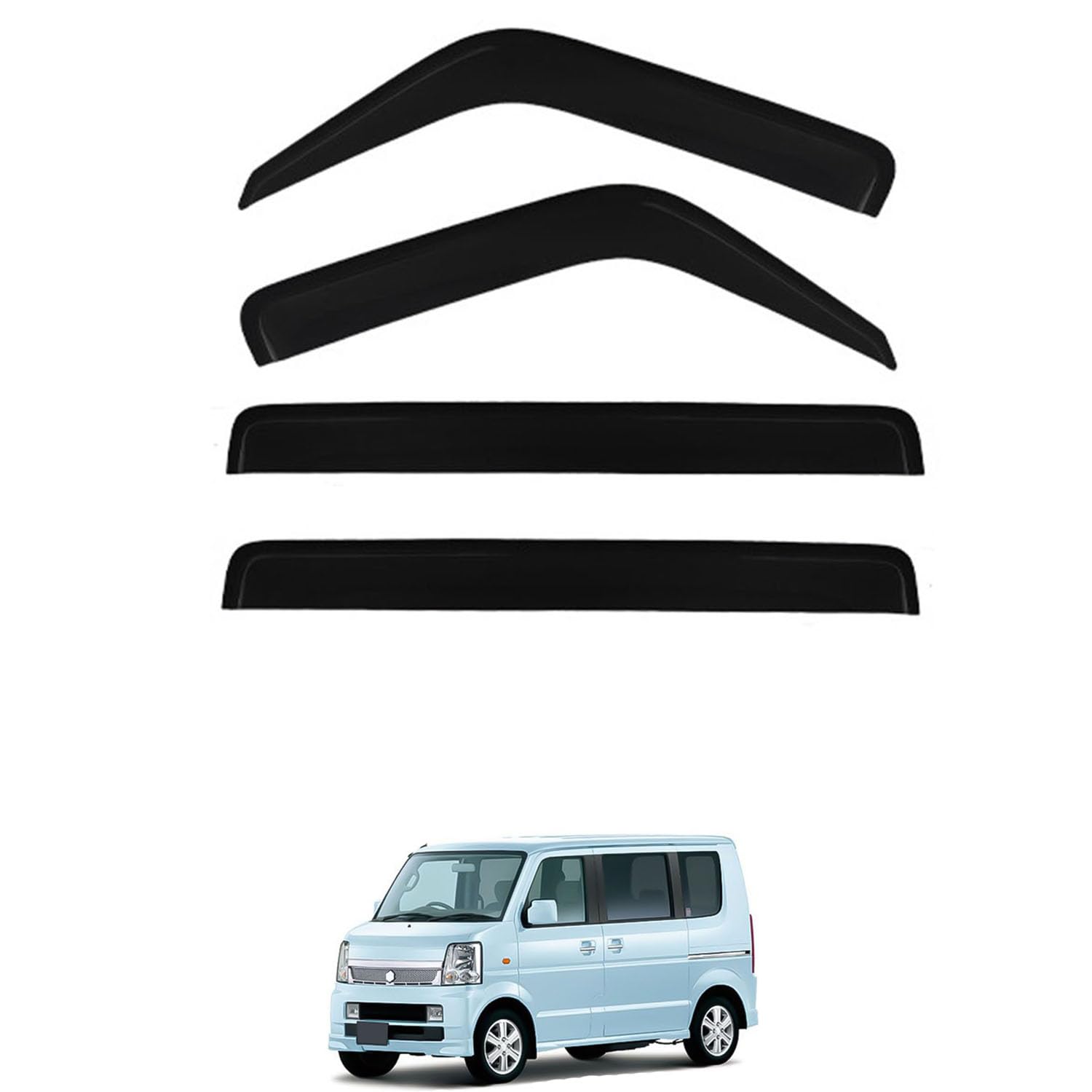 Rakuten - に適用 スズキ エブリイ DA64V 2006-2014 専用 ドアバイザー 車用レインガード 厳選アクリル製 防雨性 風切り音軽減 カスタムカーパーツ サイドバイザーセット 日よけ対策 通年使用 車外装備品 傷防止 簡単装着 視界を遮らない 結露除去 雨天走行