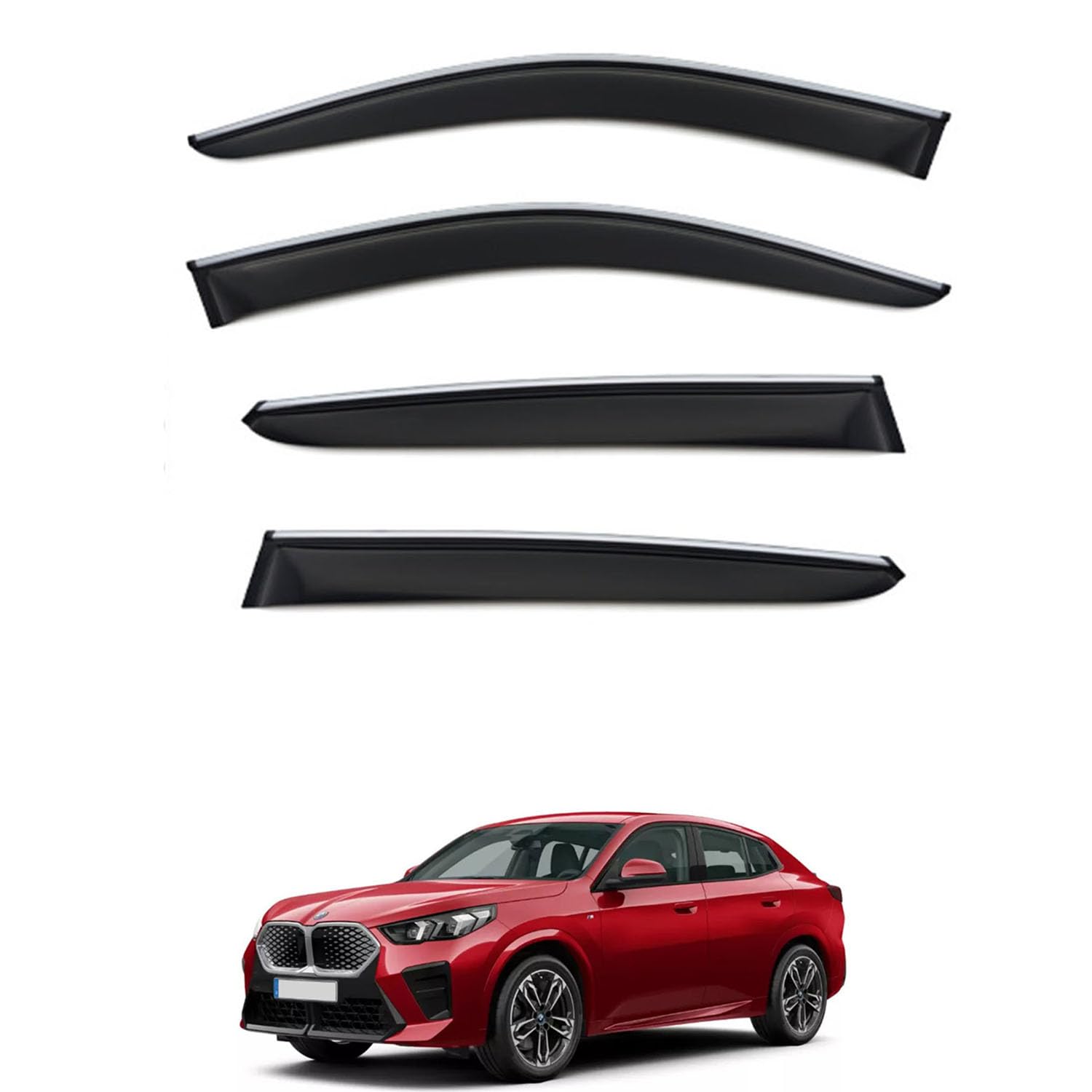 Rakuten - に適用 BMW iX2 U10 2024+ 専用 ドアバイザー 車用レインガード 厳選アクリル製 防雨性 風切り音軽減 カスタムカーパーツ サイドバイザーセット 日よけ対策 通年使用 車外装備品 傷防止 簡単装着 視界を遮らない 結露除去 雨天走行