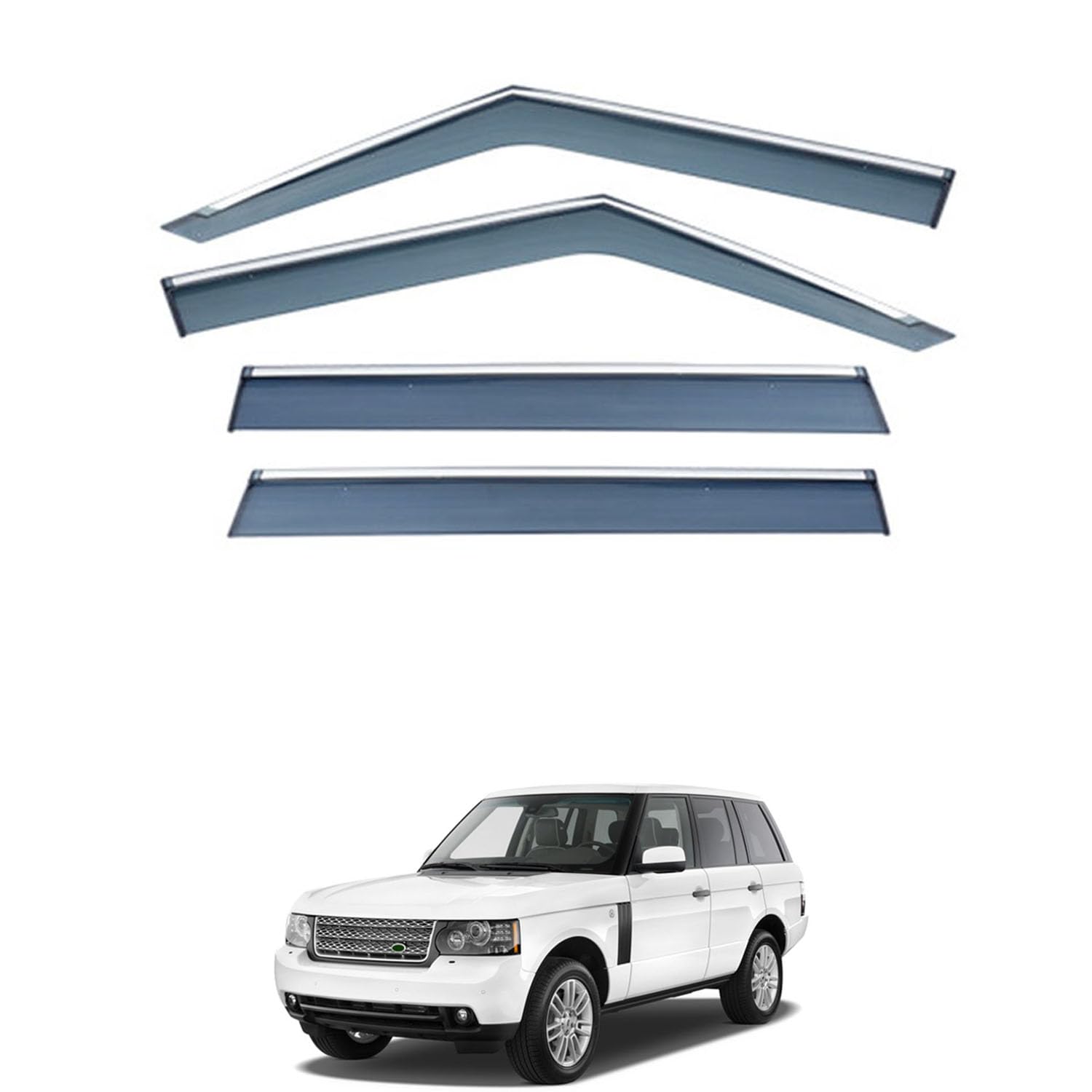 Rakuten - に適用 ランドローバー レンジローバー L322 2002-2012 専用 ドアバイザー 車用レインガード 厳選アクリル製 防雨性 風切り音軽減 カスタムカーパーツ サイドバイザーセット 日よけ対策 通年使用 車外装備品 傷防止 簡単装着 視界を遮らない 結露除去 雨天走行