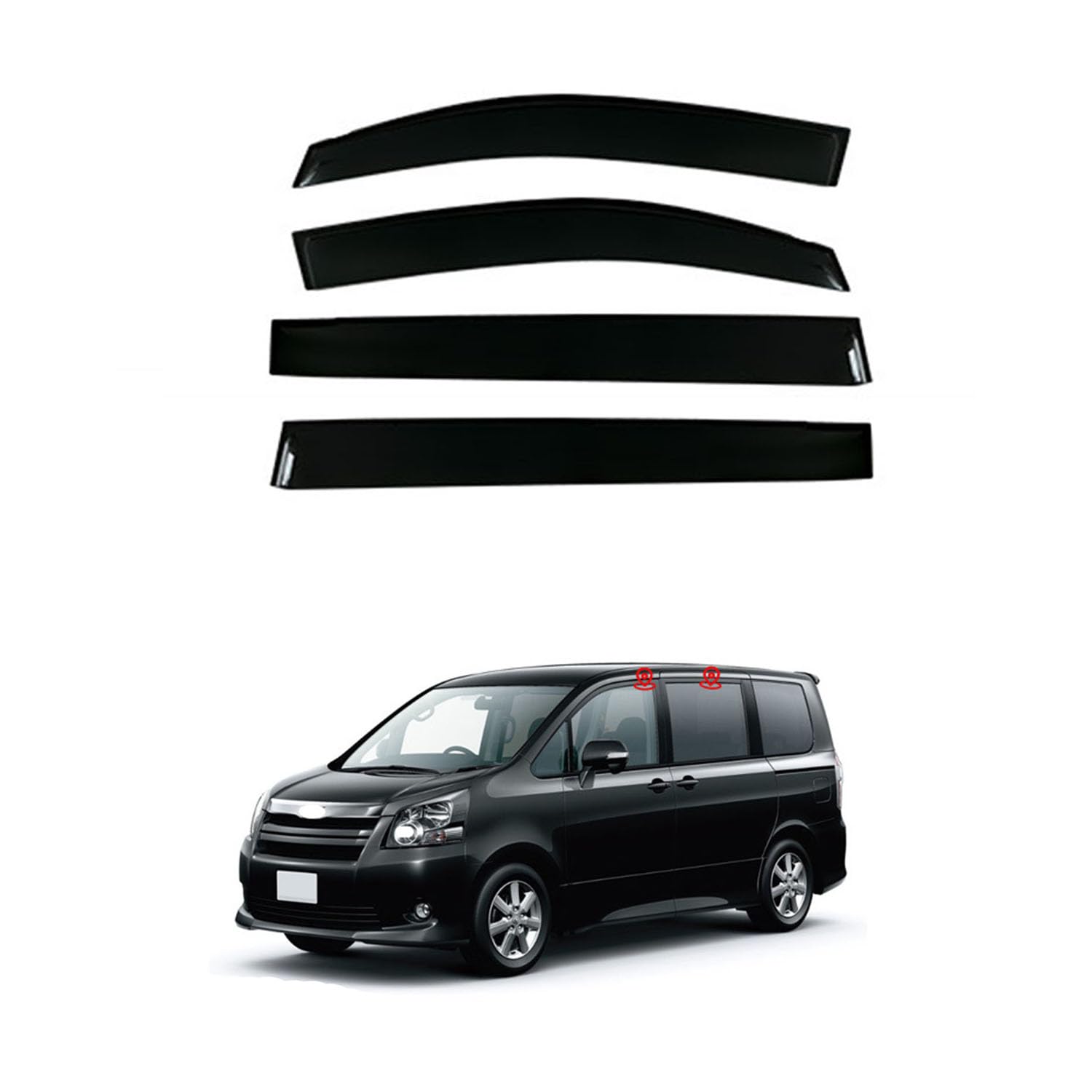 Rakuten - に適用 トヨタ ヴォクシー R70 2007-2013 専用 ドアバイザー 車用レインガード 厳選アクリル製 防雨性 風切り音軽減 カスタムカーパーツ サイドバイザーセット 日よけ対策 通年使用 車外装備品 傷防止 簡単装着 視界を遮らない 結露除去 雨天走行