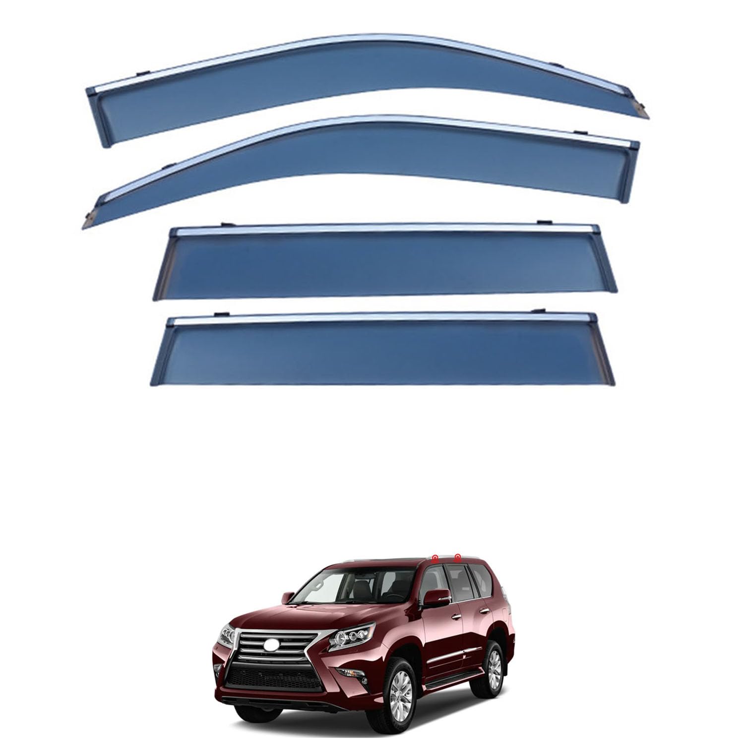 に適用 レクサス GX460/GX400 J150 2010+ 専用 ドアバイザー 車用レインガード 厳選アクリル製 防雨性 風切り音軽減 カスタムカーパーツ サイドバイザーセット 日よけ対策 通年使用 車外装備品 傷防止 簡単装着 視界を遮らない 結露除去 雨天走行