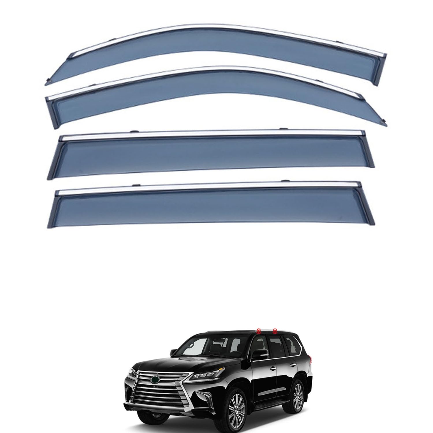 に適用 レクサス LX570 J200 2008-2021 専用 ドアバイザー 車用レインガード 厳選アクリル製 防雨性 風切り音軽減 カスタムカーパーツ サイドバイザーセット 日よけ対策 通年使用 車外装備品 傷防止 簡単装着 視界を遮らない 結露除去 雨天走行