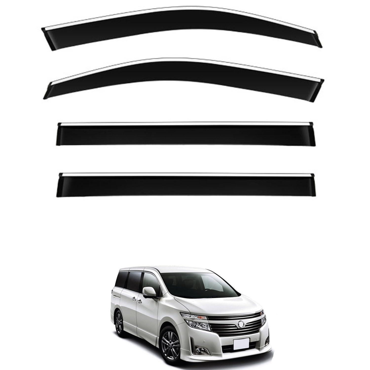 Rakuten - に適用 日産 エルグランド E52 2010-2023 専用 ドアバイザー 車用レインガード 厳選アクリル製 防雨性 風切り音軽減 カスタムカーパーツ サイドバイザーセット 日よけ対策 通年使用 車外装備品 傷防止 簡単装着 視界を遮らない 結露除去 雨天走行