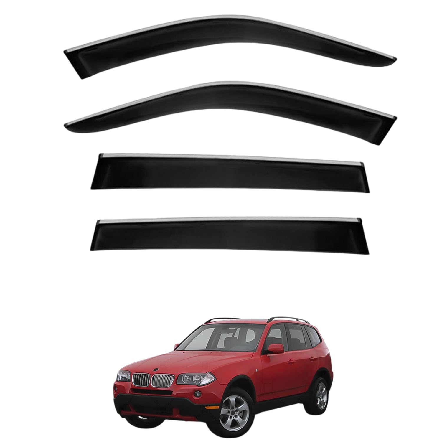 【専用設計モデル】に適用 BMW X3 E83 2003-2009 専用【耐候性に優れたマテリアル】傷がつきにくく、対候性にも優れたPC素材で成型されています。柔軟性が高いため、物理的な衝撃を受けても割れにくく、長きにわたって美しい外観を維持します。【雨の日の不快感をゼロに】窓を開けても雨の侵入をしっかりブロック。車内の空気がこもりがちな雨天時でも、効率よく換気が行えるため、同乗者にも快適な移動時間を提供します。【スタイリッシュな外観】車体デザインに自然に溶け込む洗練されたフォルム。実用的な雨除け?日除けとしてだけでなく、愛車のサイドビューをより引き締めるカスタムアクセサリーとしても最適です。【無加工?スピーディー装着】車体へのダメージがない両面テープ貼り付けタイプ。面倒な工具や専門的な技術は一切不要で、フィッティングを確認して貼り合わせるだけで作業が完了します。ドアバイザー 車用レインガード 厳選アクリル製 優れた防雨性 風切り音軽減 カスタムカーパーツ サイドバイザーセット 日よけ対策 通年使用 車外装備品 傷防止 簡単装着 視界を遮らない 結露除去 雨天走行