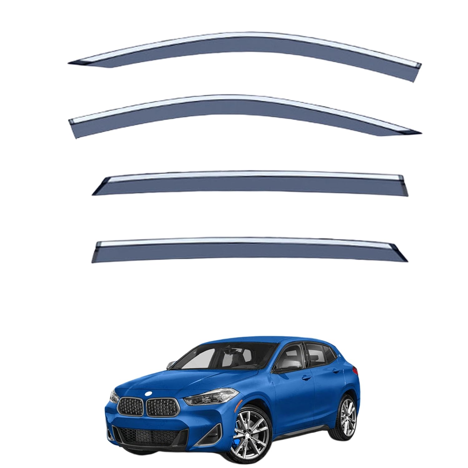 Rakuten - に適用 BMW X2 F39 2018-2023 専用 ドアバイザー 車用レインガード 厳選アクリル製 防雨性 風切り音軽減 カスタムカーパーツ サイドバイザーセット 日よけ対策 通年使用 車外装備品 傷防止 簡単装着 視界を遮らない 結露除去 雨天走行