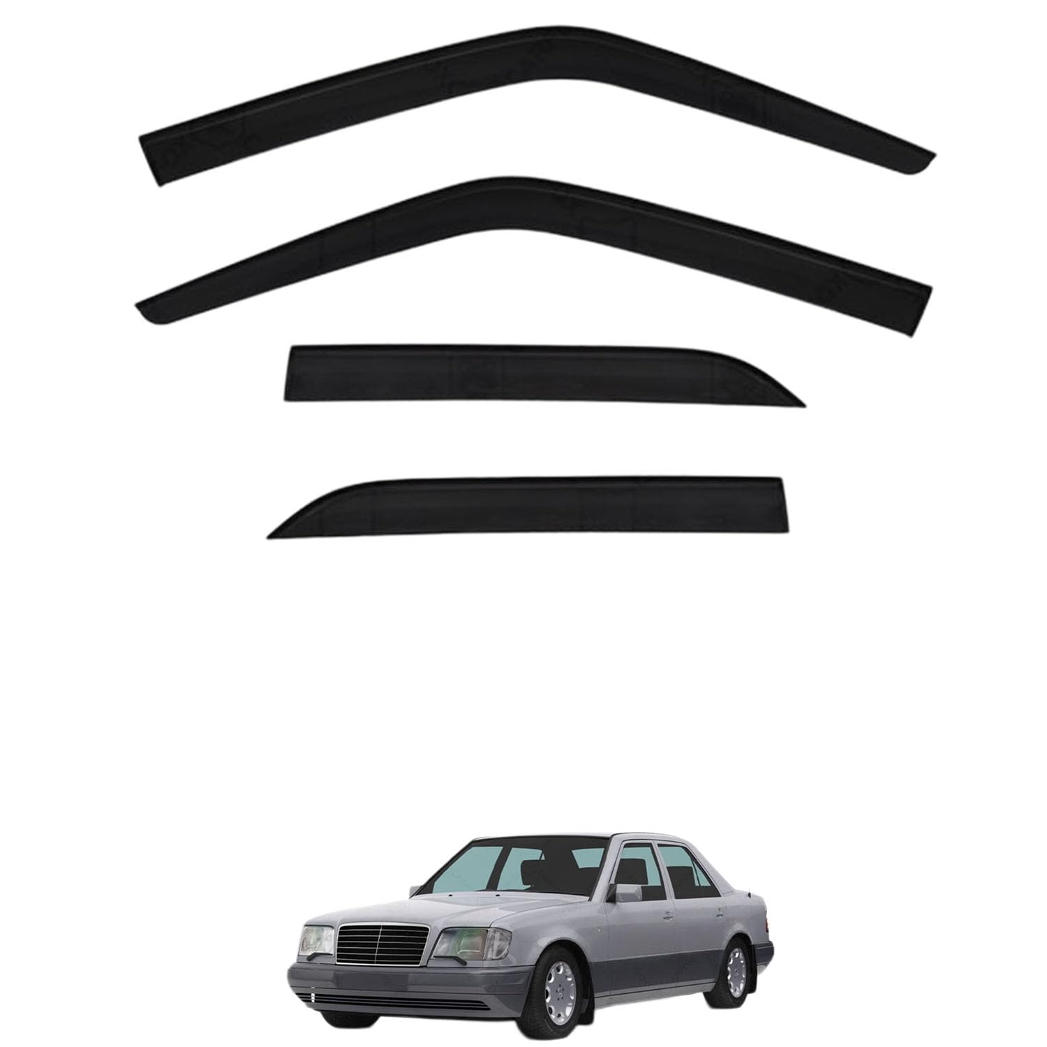 【専用設計モデル】に適用 ベンツ Eクラス セダン W124 1989-1994 専用【耐候性に優れたマテリアル】傷がつきにくく、対候性にも優れたPC素材で成型されています。柔軟性が高いため、物理的な衝撃を受けても割れにくく、長きにわたって美しい外観を維持します。【雨の日の不快感をゼロに】窓を開けても雨の侵入をしっかりブロック。車内の空気がこもりがちな雨天時でも、効率よく換気が行えるため、同乗者にも快適な移動時間を提供します。【スタイリッシュな外観】車体デザインに自然に溶け込む洗練されたフォルム。実用的な雨除け?日除けとしてだけでなく、愛車のサイドビューをより引き締めるカスタムアクセサリーとしても最適です。【無加工?スピーディー装着】車体へのダメージがない両面テープ貼り付けタイプ。面倒な工具や専門的な技術は一切不要で、フィッティングを確認して貼り合わせるだけで作業が完了します。ドアバイザー 車用レインガード 厳選アクリル製 優れた防雨性 風切り音軽減 カスタムカーパーツ サイドバイザーセット 日よけ対策 通年使用 車外装備品 傷防止 簡単装着 視界を遮らない 結露除去 雨天走行