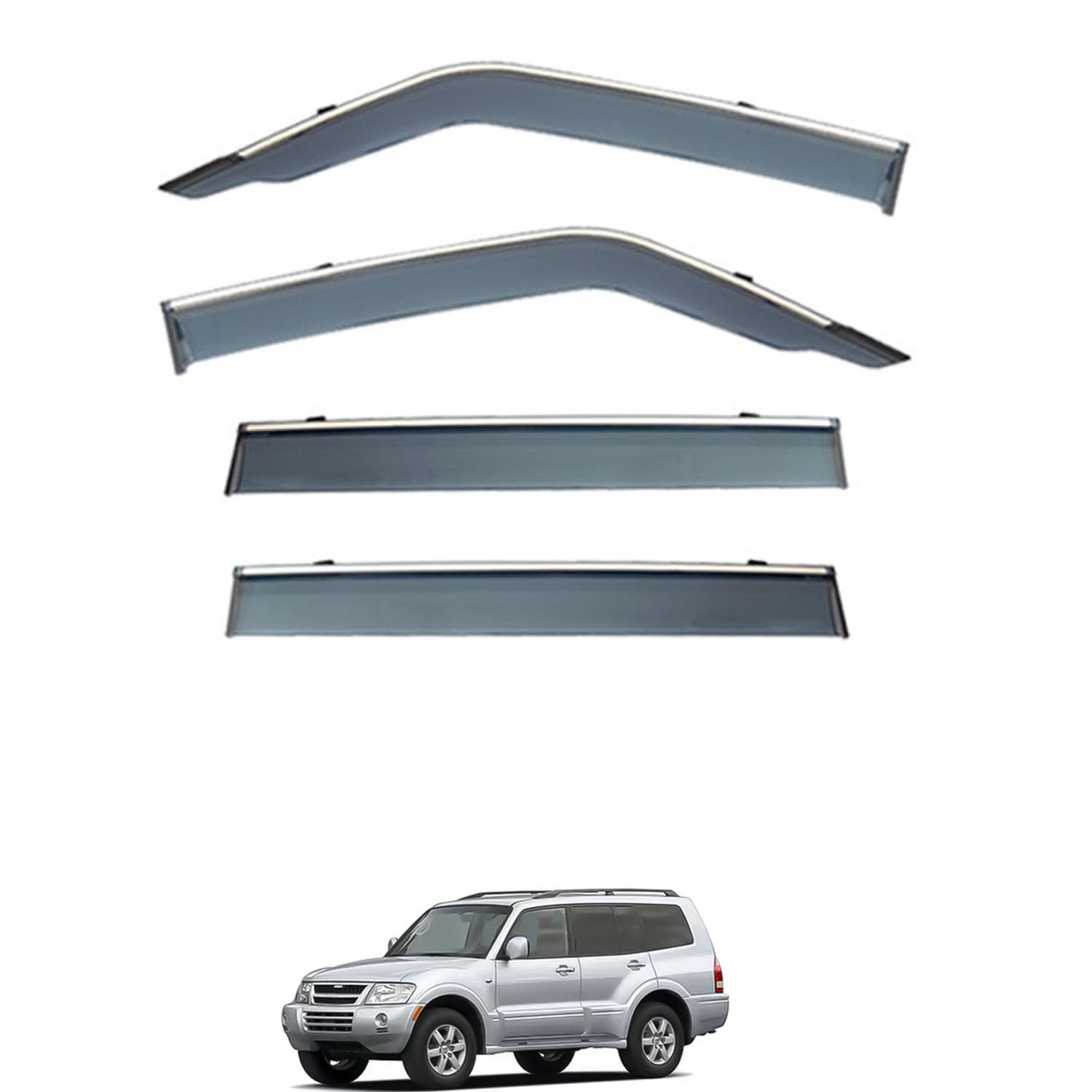 【専用設計モデル】に適用 三菱 パジェロ V60 1999-2005 専用【耐候性に優れたマテリアル】傷がつきにくく、対候性にも優れたPC素材で成型されています。柔軟性が高いため、物理的な衝撃を受けても割れにくく、長きにわたって美しい外観を維持します。【雨の日の不快感をゼロに】窓を開けても雨の侵入をしっかりブロック。車内の空気がこもりがちな雨天時でも、効率よく換気が行えるため、同乗者にも快適な移動時間を提供します。【スタイリッシュな外観】車体デザインに自然に溶け込む洗練されたフォルム。実用的な雨除け?日除けとしてだけでなく、愛車のサイドビューをより引き締めるカスタムアクセサリーとしても最適です。【無加工?スピーディー装着】車体へのダメージがない両面テープ貼り付けタイプ。面倒な工具や専門的な技術は一切不要で、フィッティングを確認して貼り合わせるだけで作業が完了します。ドアバイザー 車用レインガード 厳選アクリル製 優れた防雨性 風切り音軽減 カスタムカーパーツ サイドバイザーセット 日よけ対策 通年使用 車外装備品 傷防止 簡単装着 視界を遮らない 結露除去 雨天走行